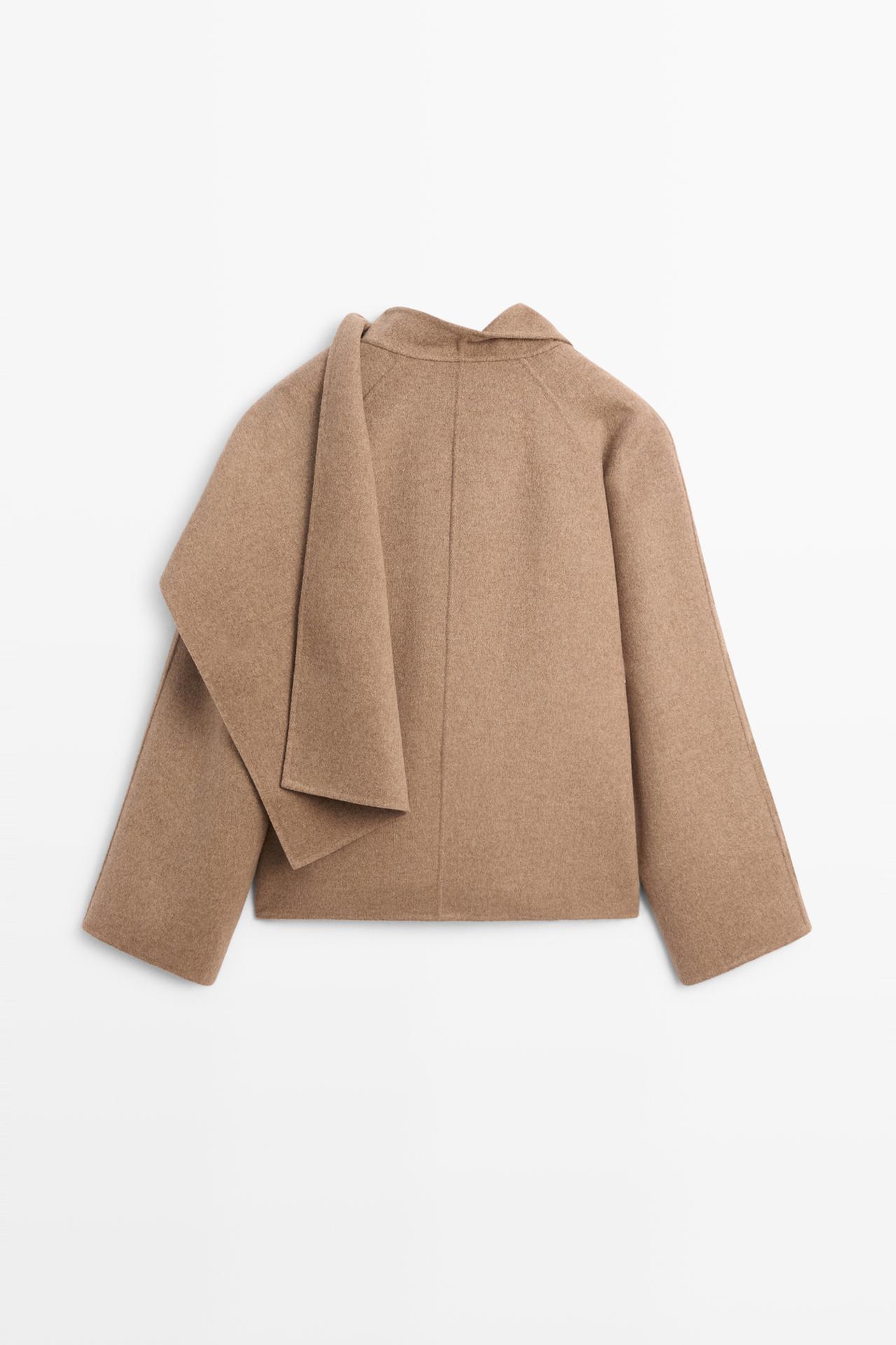 Short coat with scarf detail — MOLE BROWN