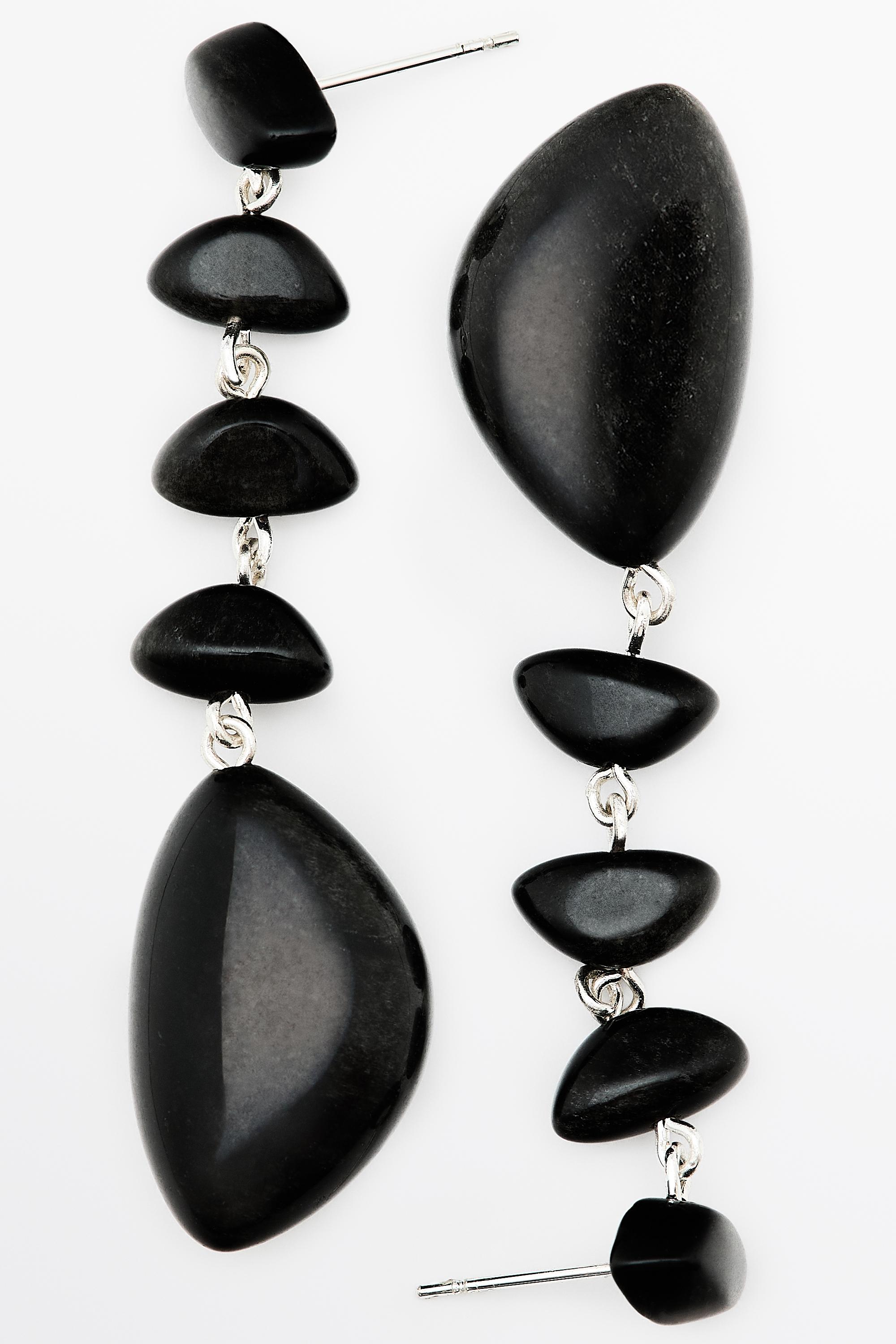 Gemstone dangle earrings — BLACK