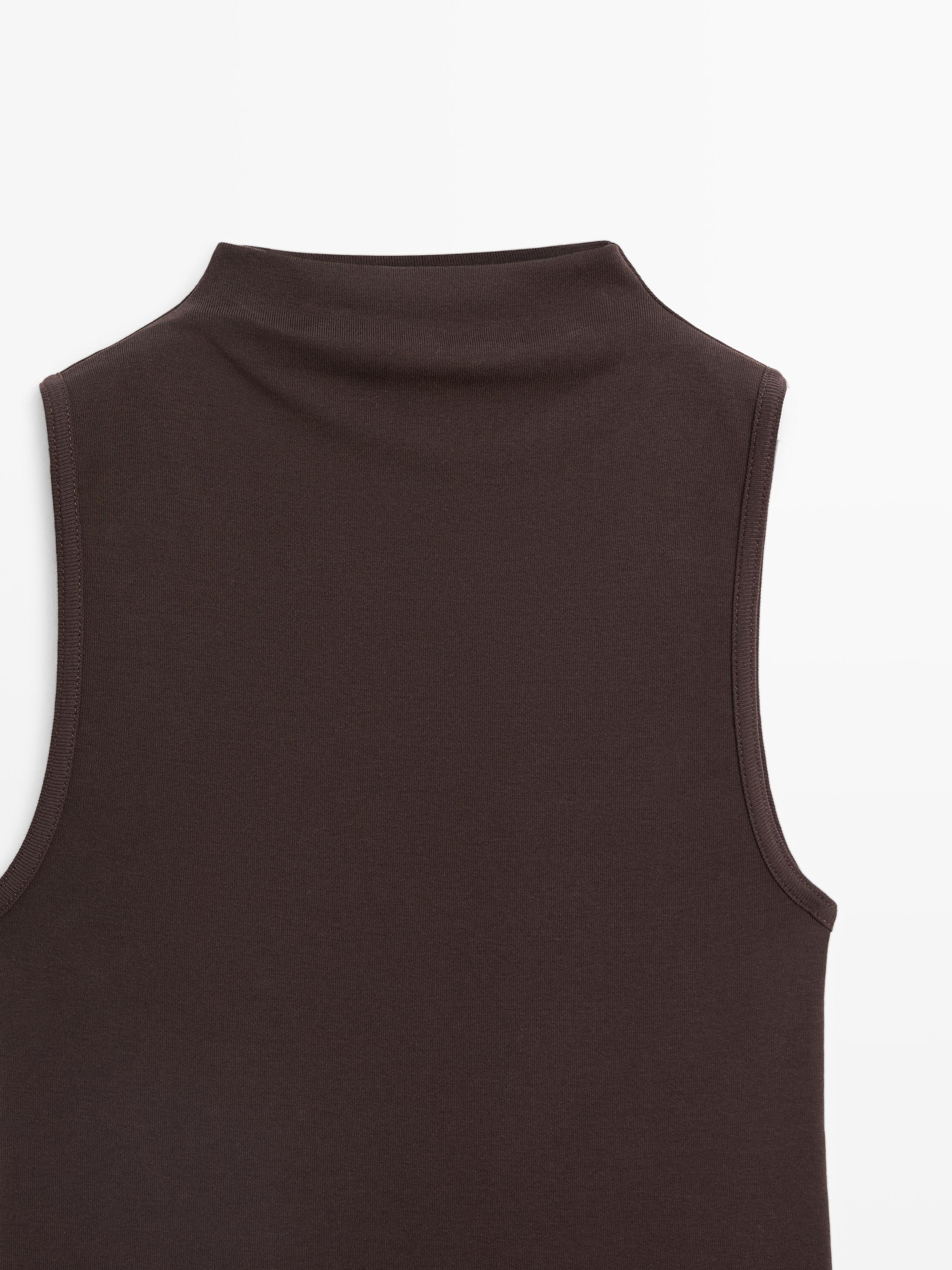 100% cotton funnel neck top
