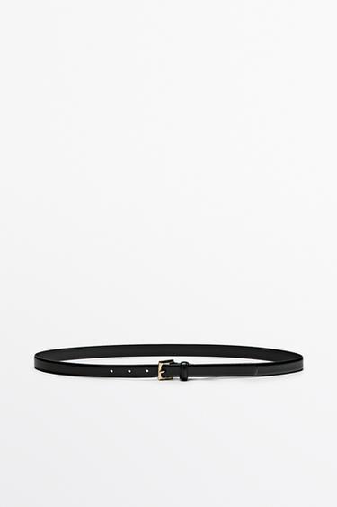 Square-buckle Nappa leather belt — BLACK 1