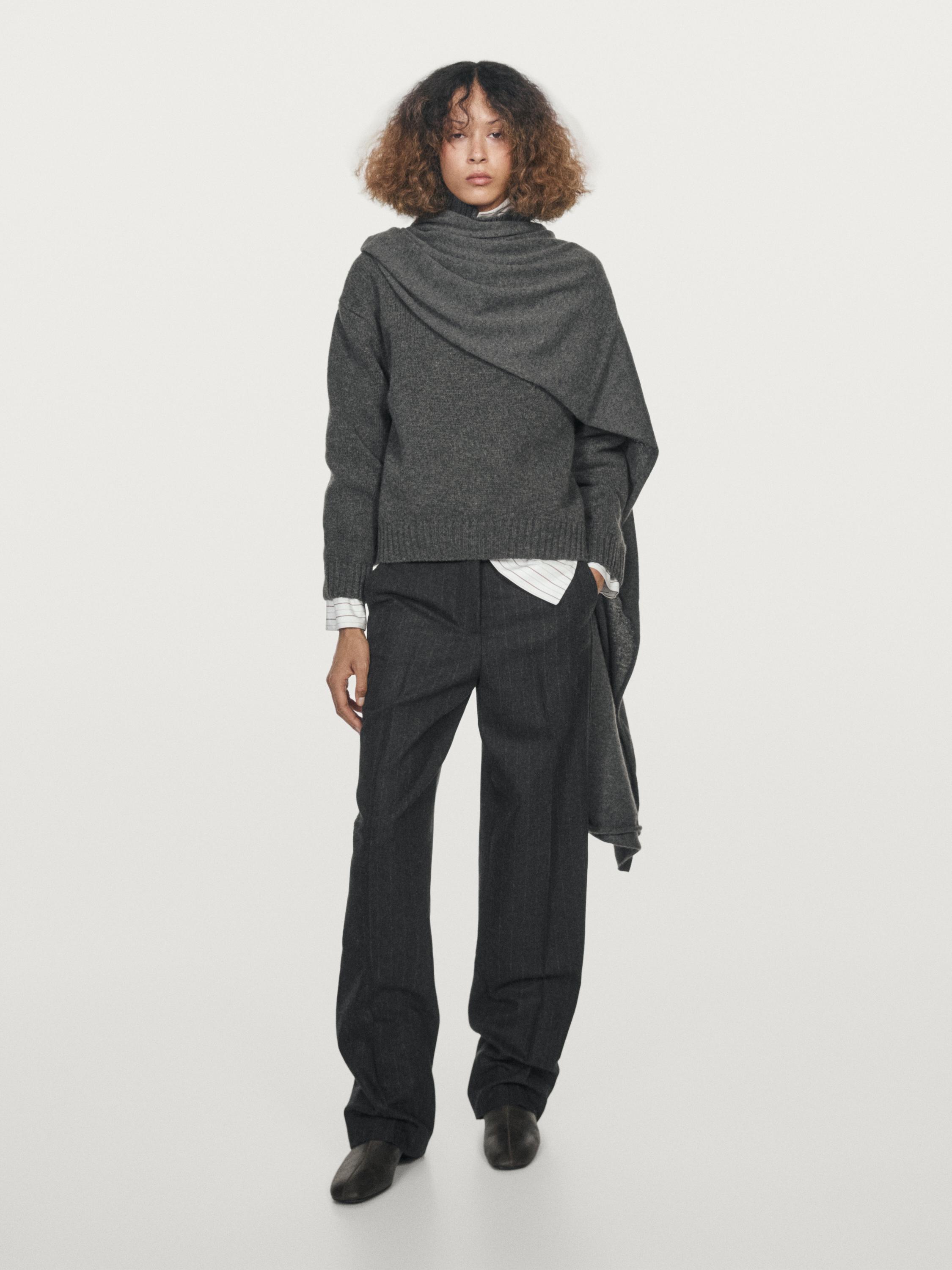 Pantalon à rayures en laine mélangée