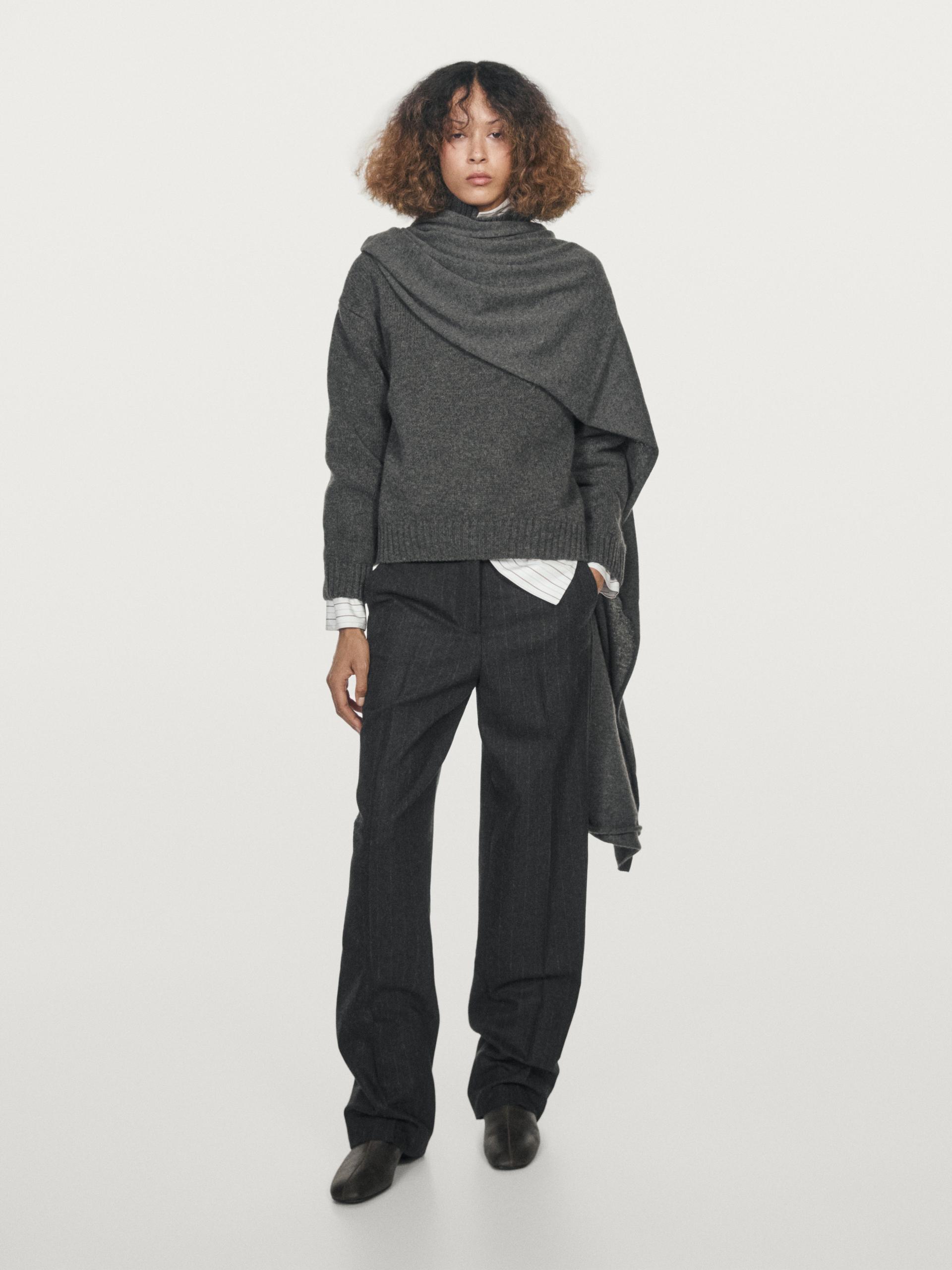 Pantaloni A Righe In Misto Lana - Grigio Scuro - 38 (It 42) - Massimo Dutti - Femminile