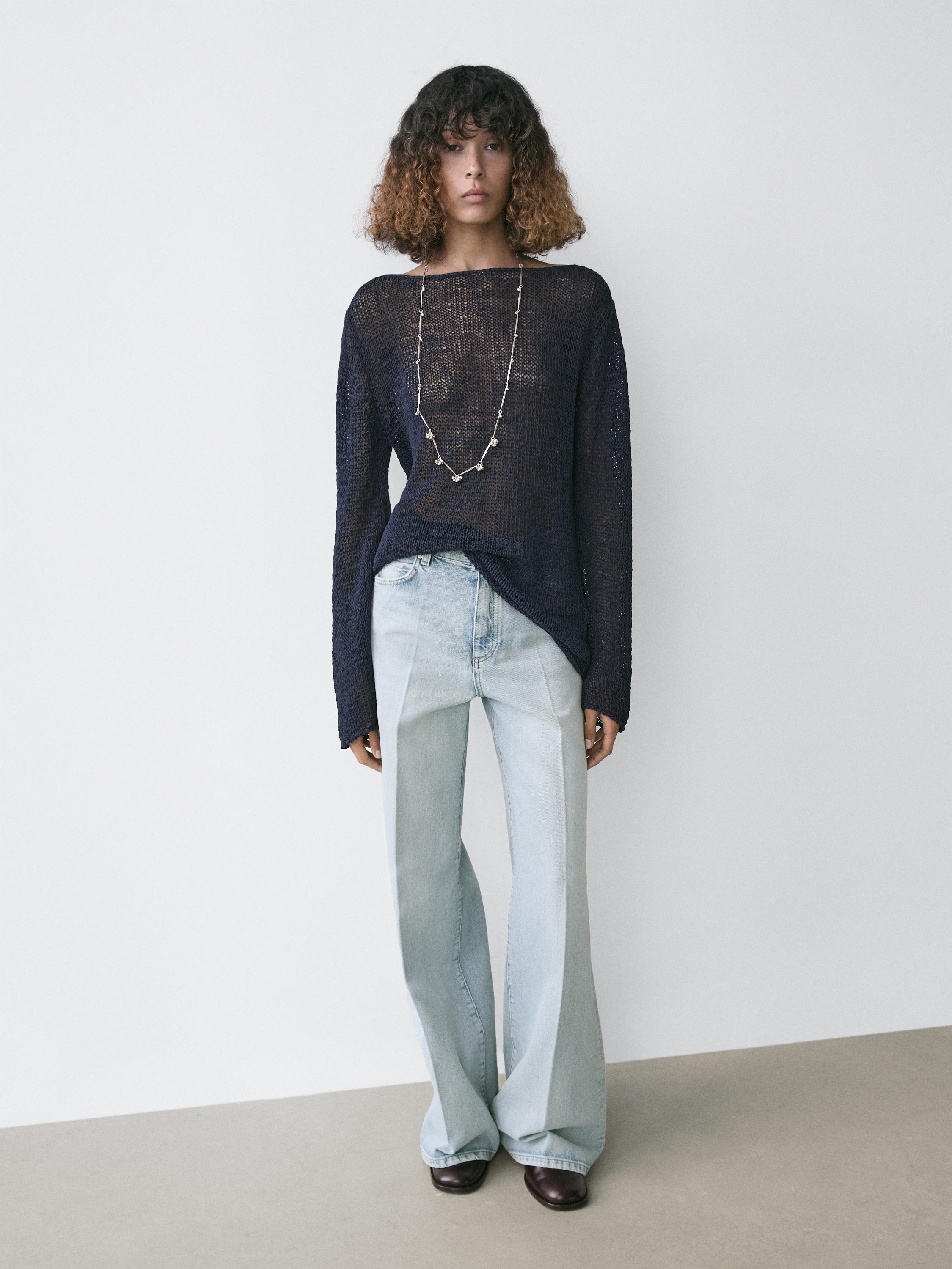 High-waist palazzo jeans — Light Blue