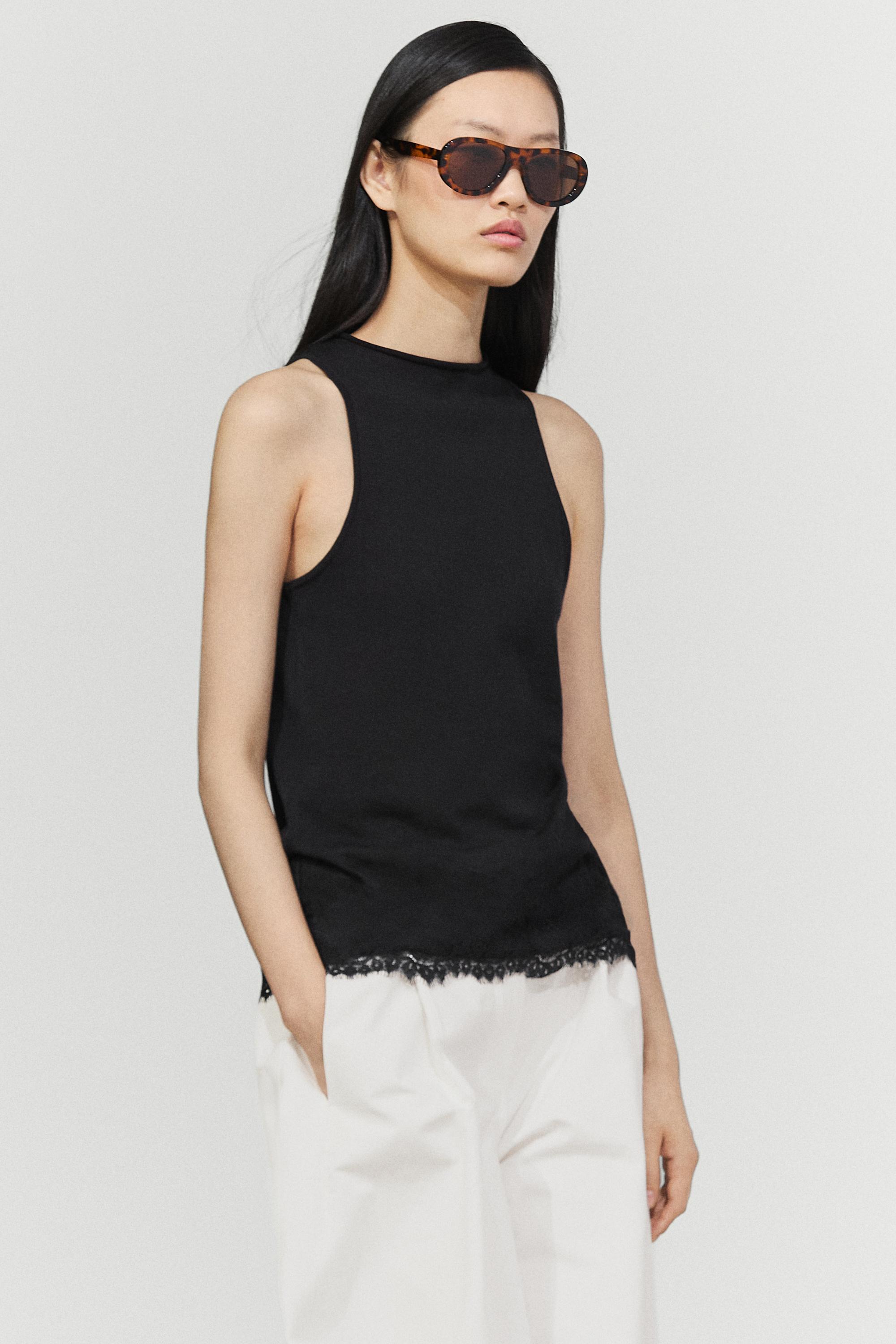 Lace detail halter top