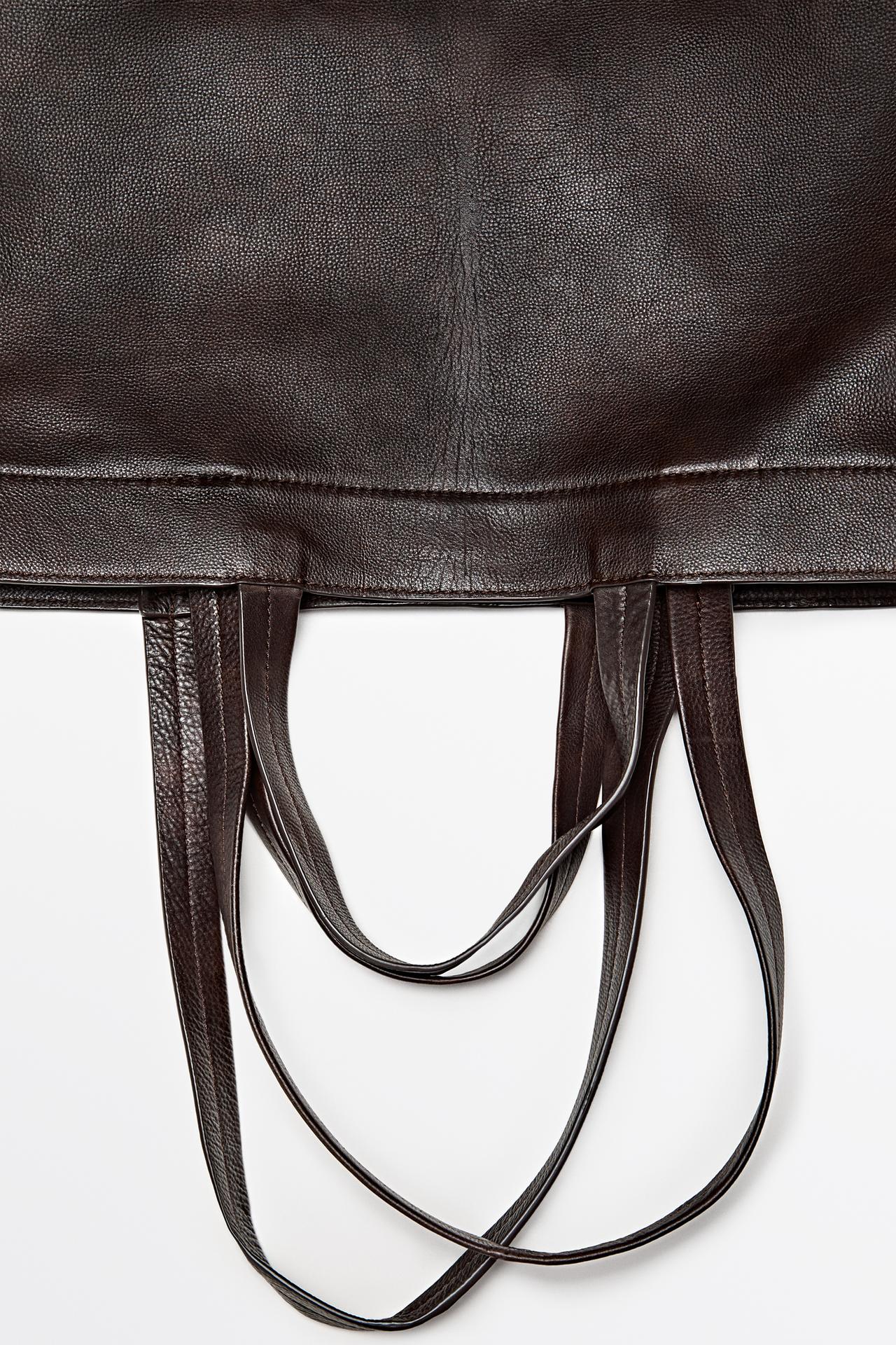 Nappa leather tote bag — BROWN