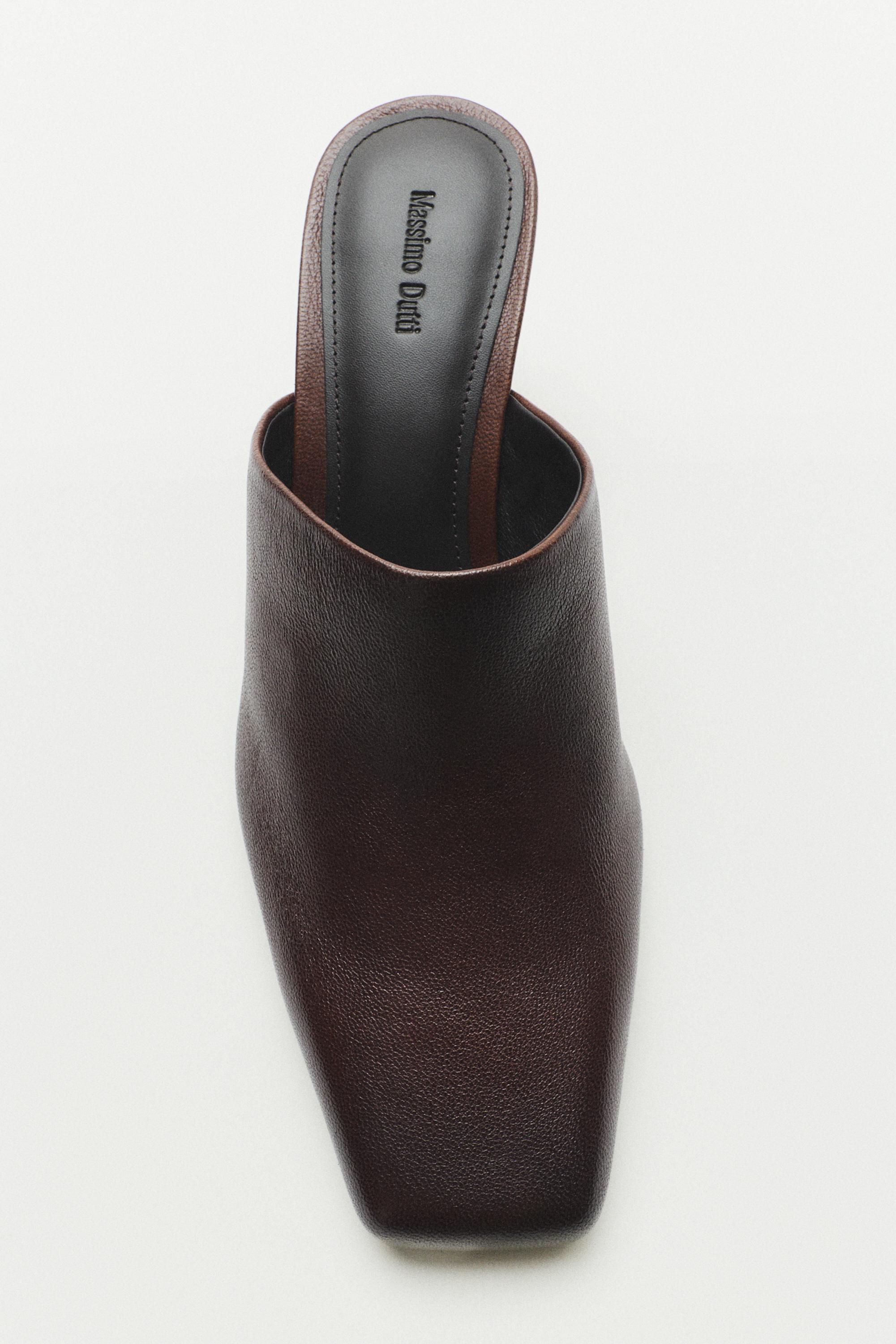 Slingback leather heel shoe — BURGUNDY