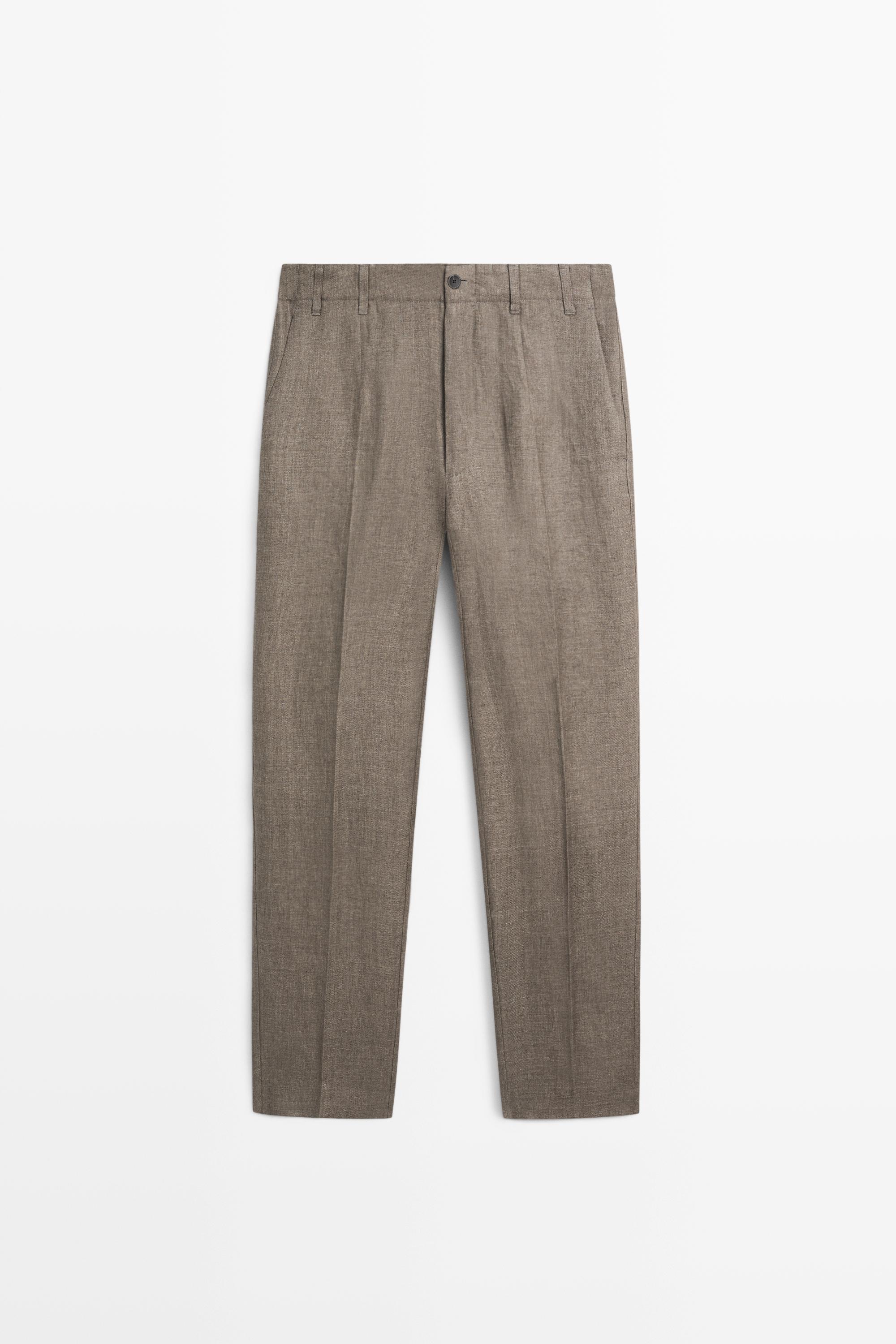 100% linen faded total look pants — GREENISH