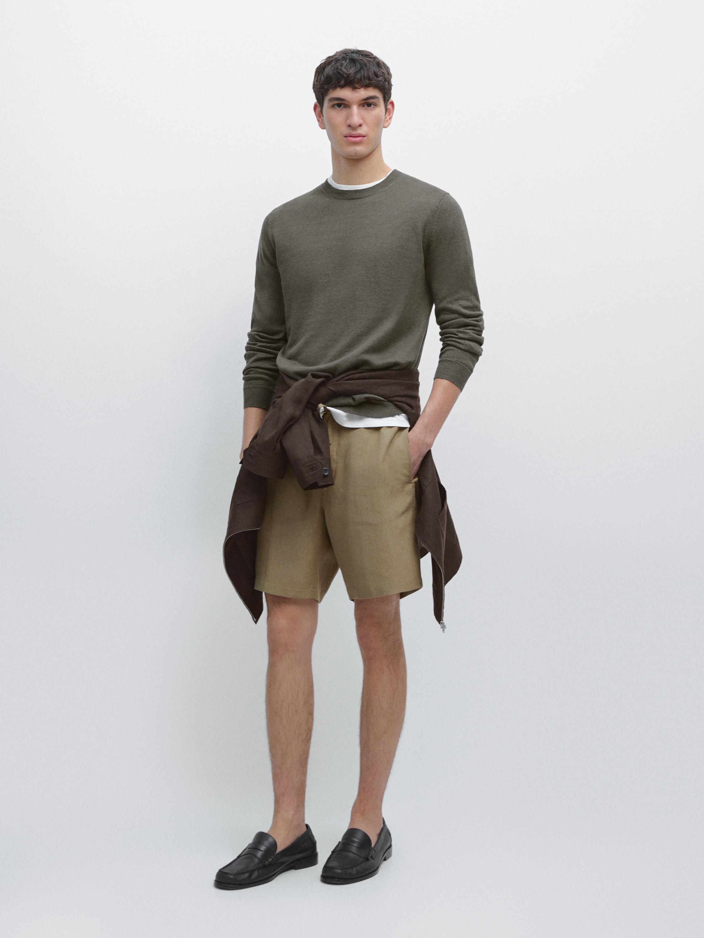 Linen jogger-fit Bermuda shorts