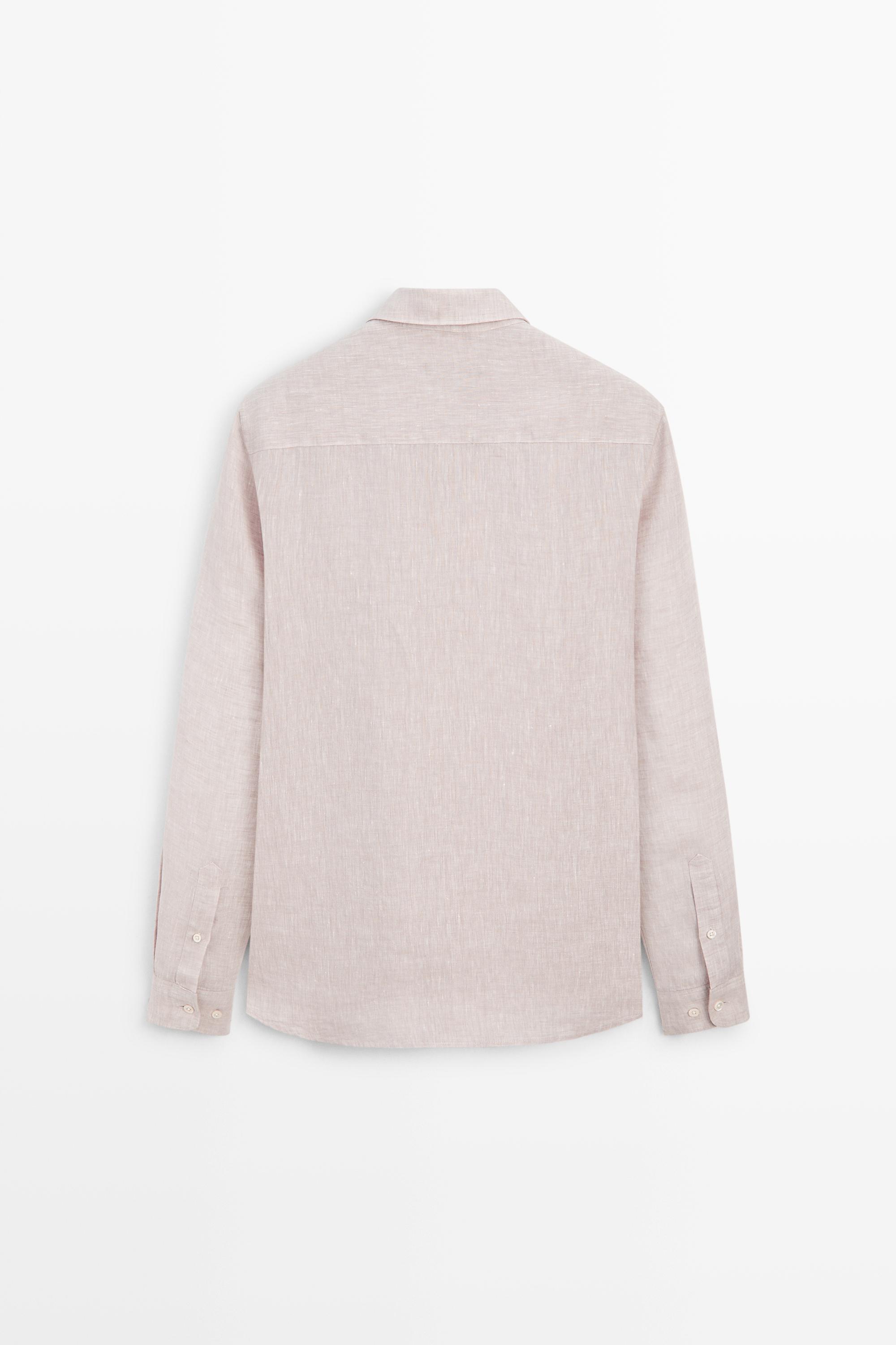 100% Linen regular fit shirt — MAUVE
