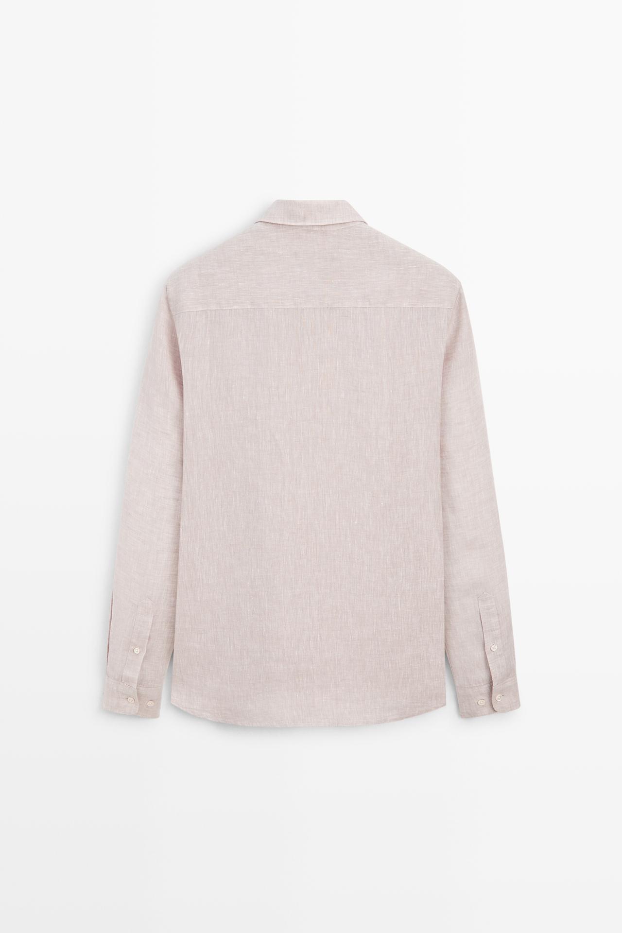 100% Linen regular fit shirt — MAUVE