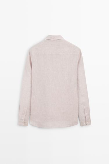100% Linen regular fit shirt — MAUVE 6