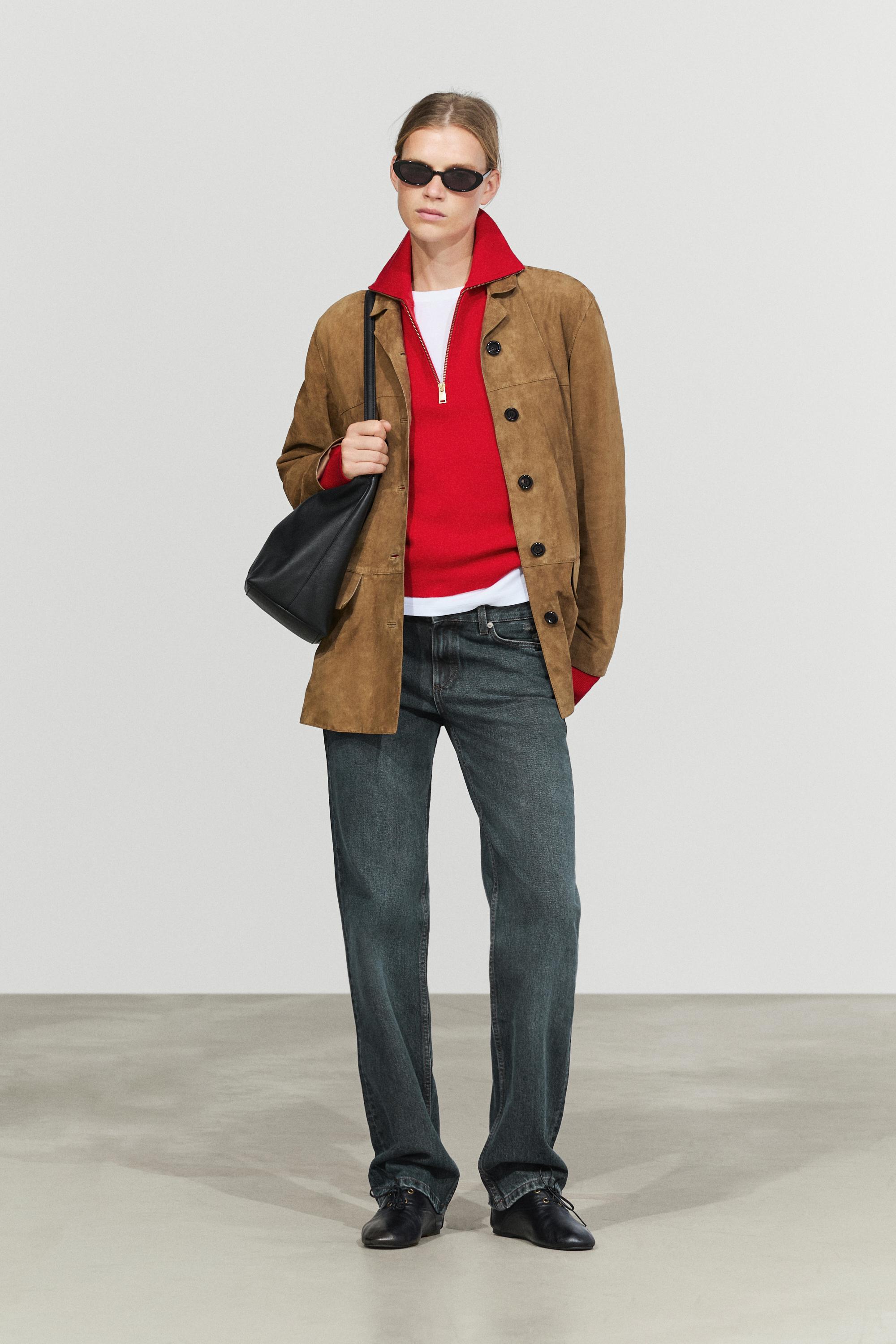 Suede lapel blazer — SAND