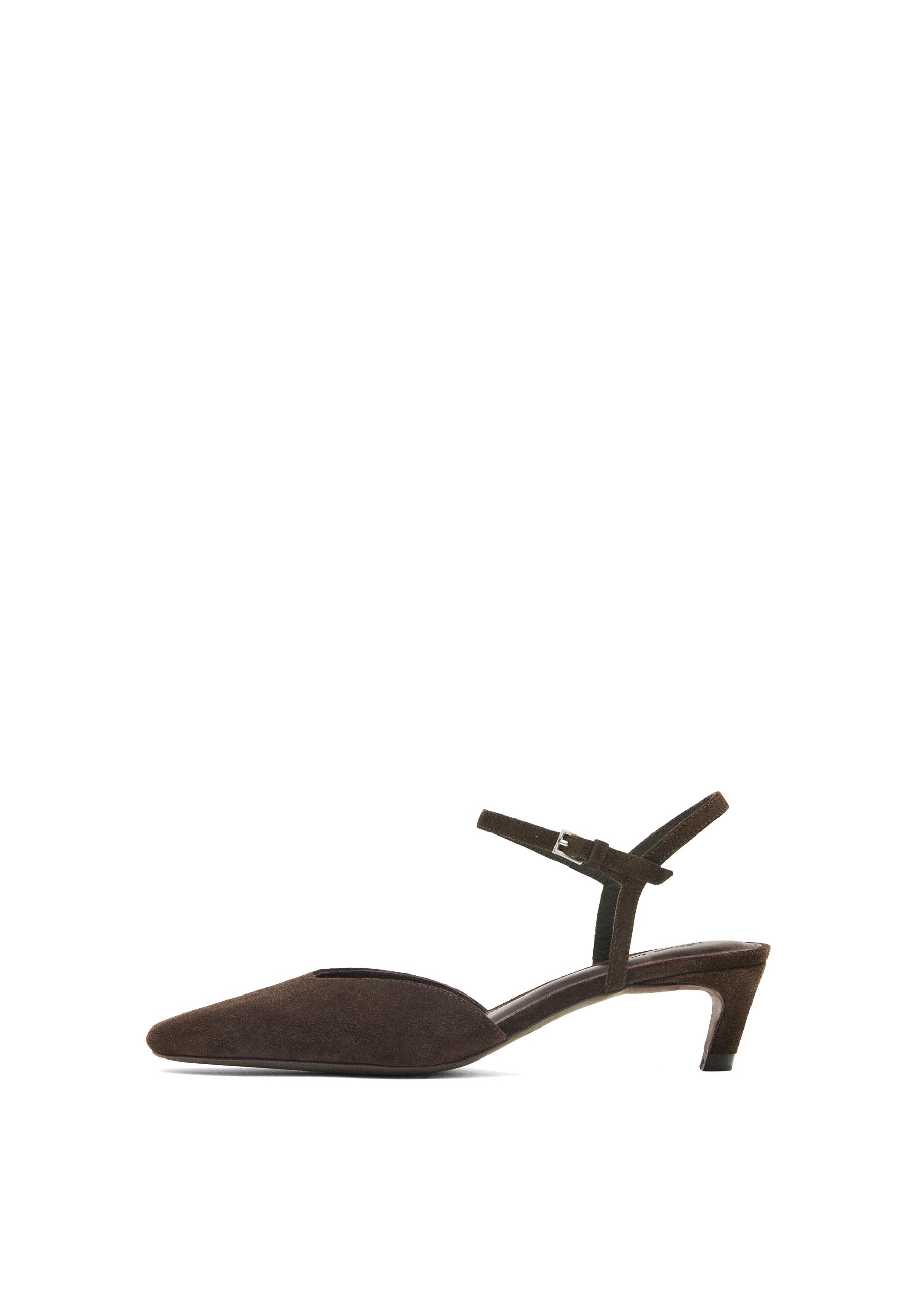 Split leather heeled shoes — BROWN (alternate view)