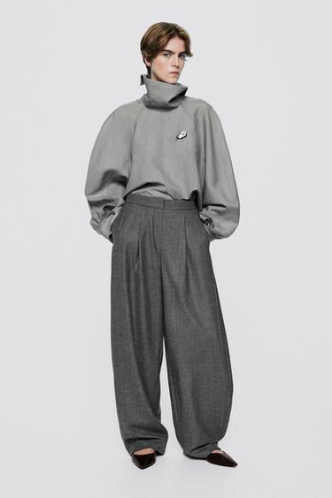 Voluminous wool-silk blend blouse - LIMITED EDITION — GREY 1