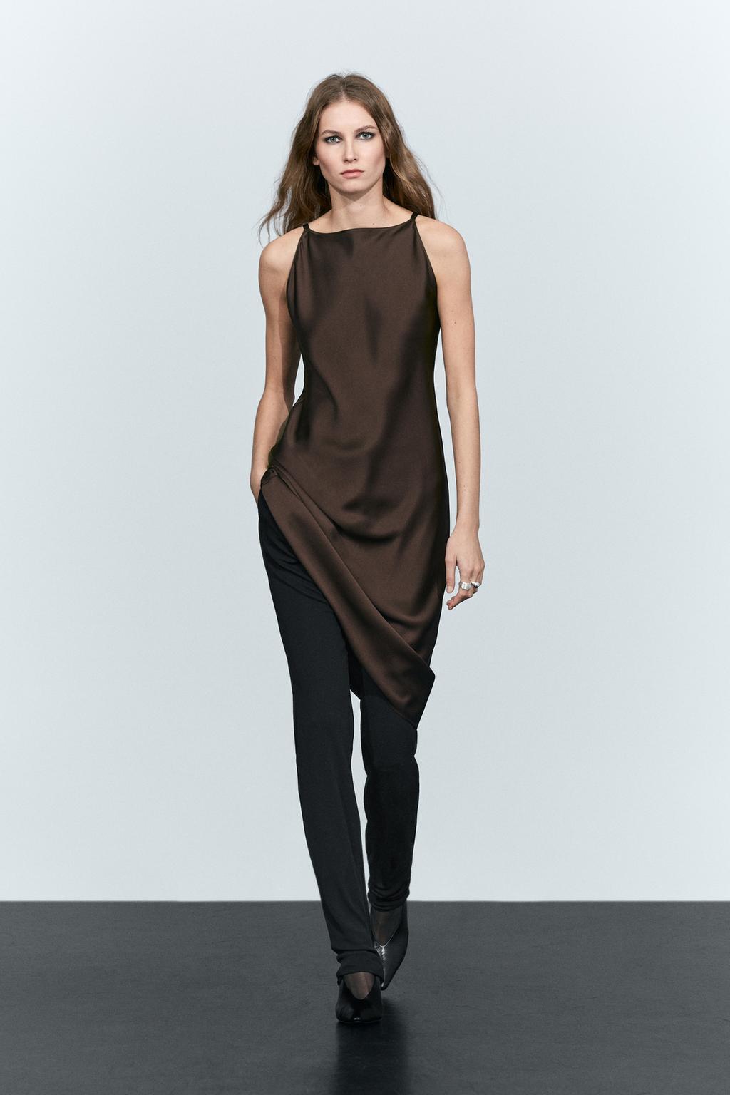 Massimo Dutti Satin axıcı midi paltar