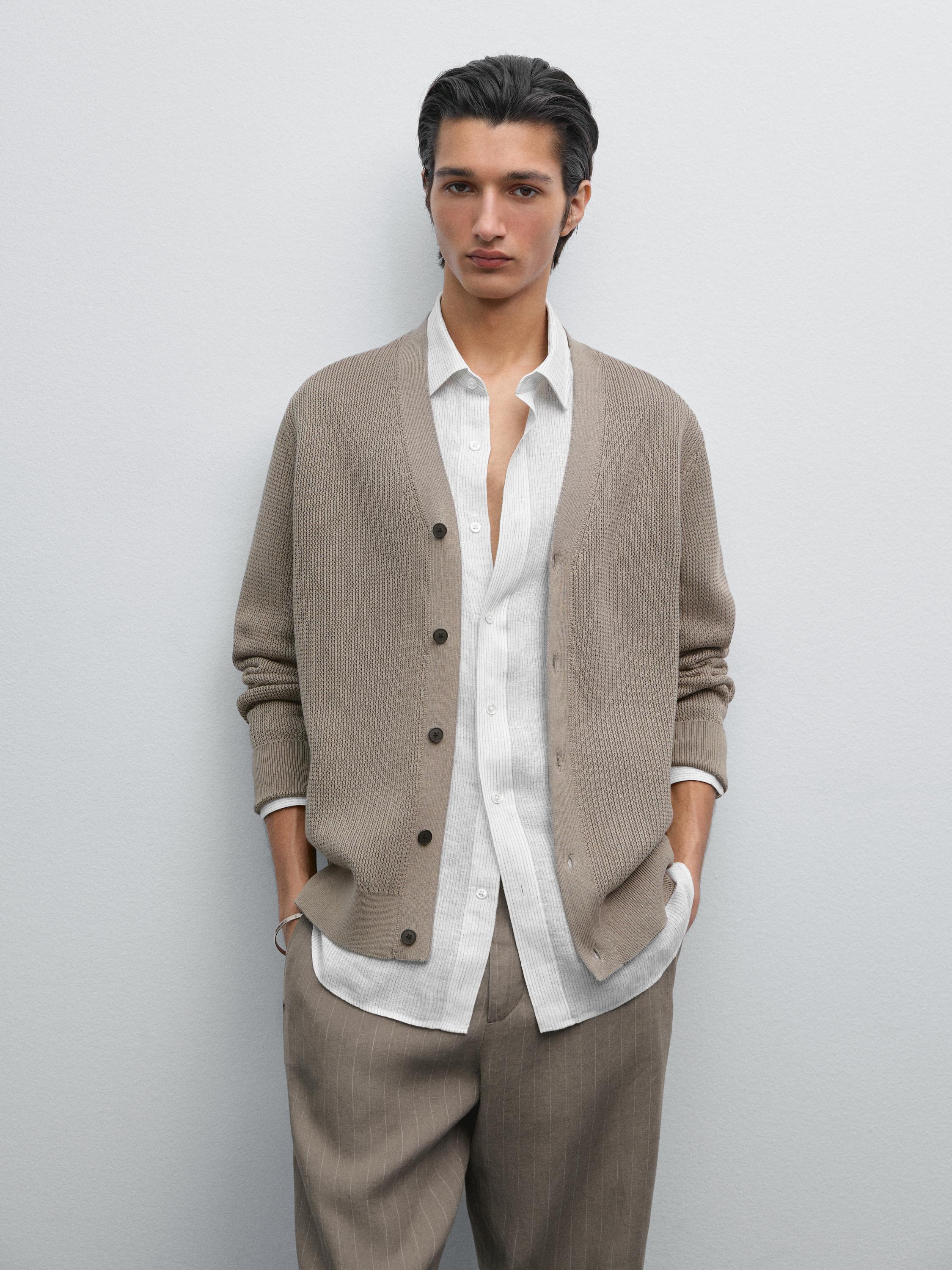 Cardigan de malha 100% algodão