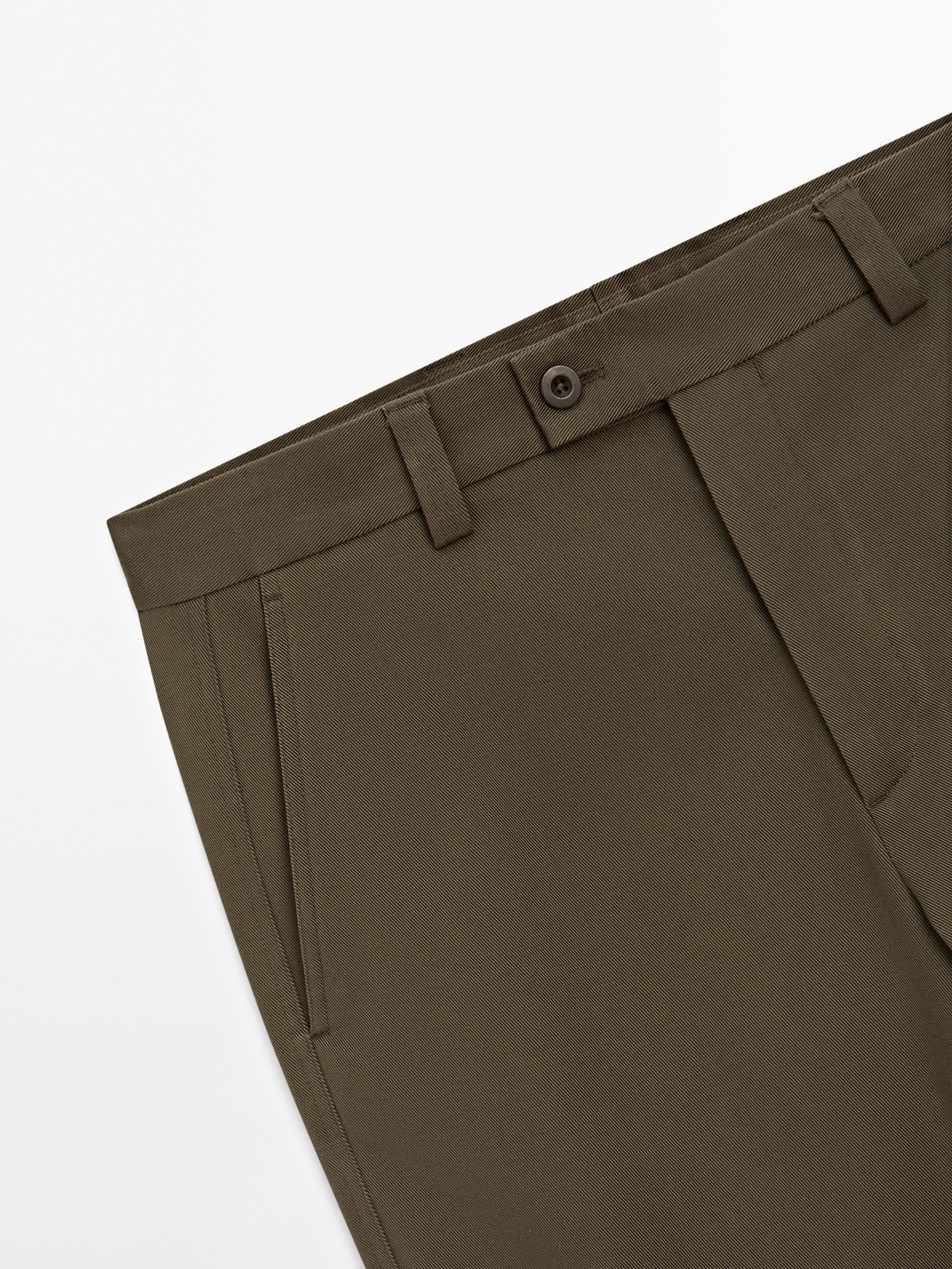 Pantalón sarga straight fit mezcla algodón