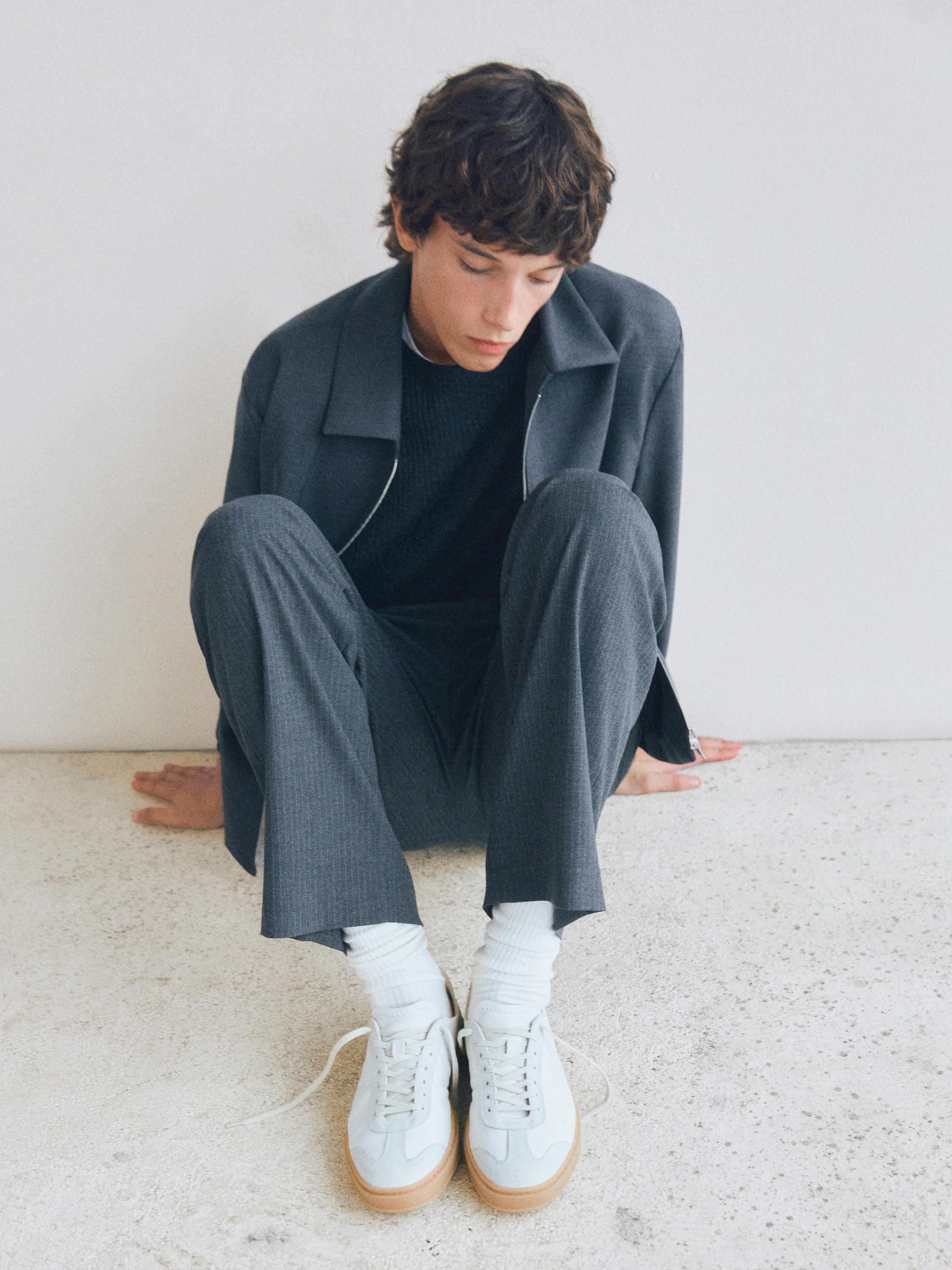 Split suede trainers — WHITE
