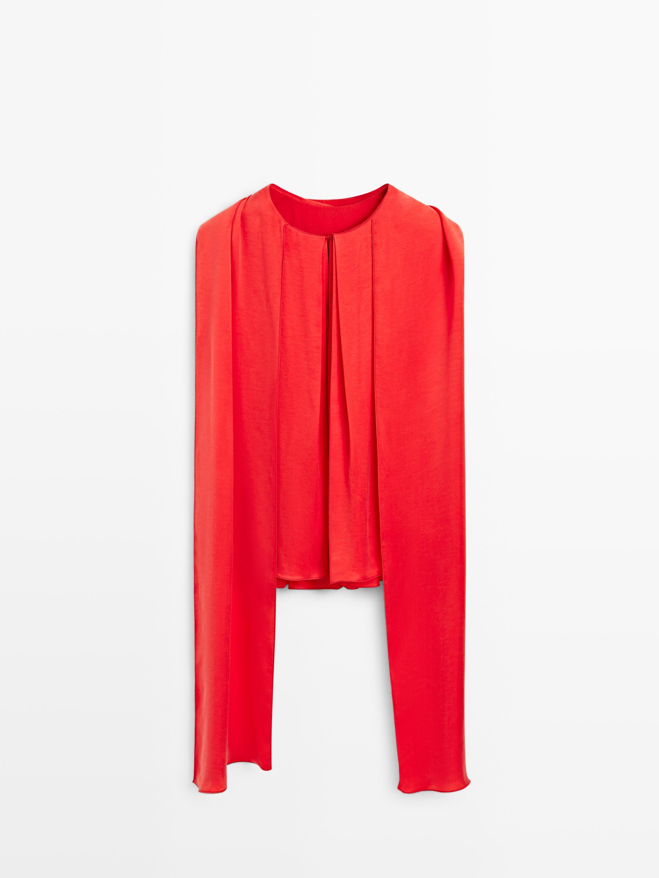 Flowing top with cape detail - STUDIO — ORANGE