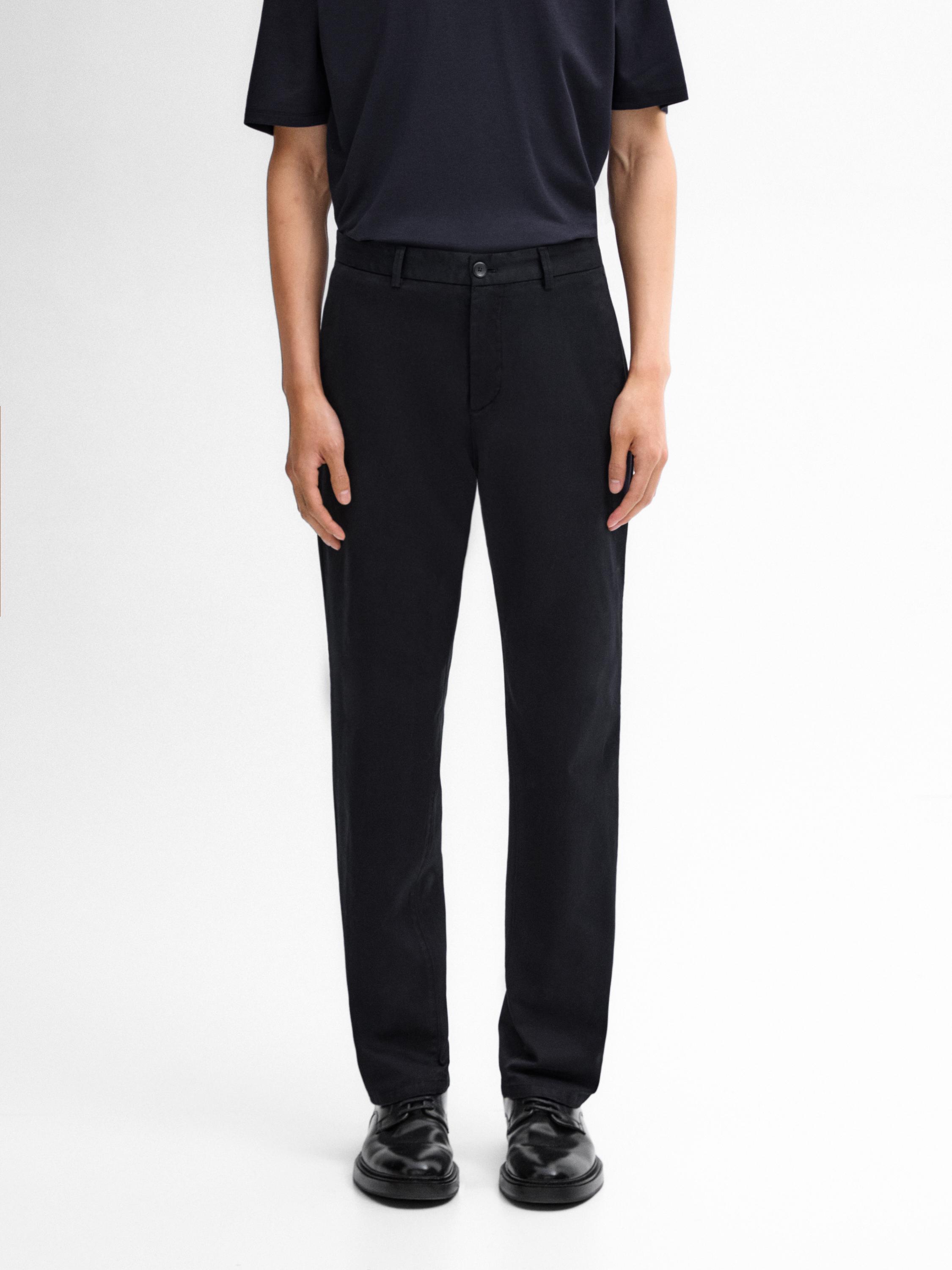 Cotton blend regular fit trousers