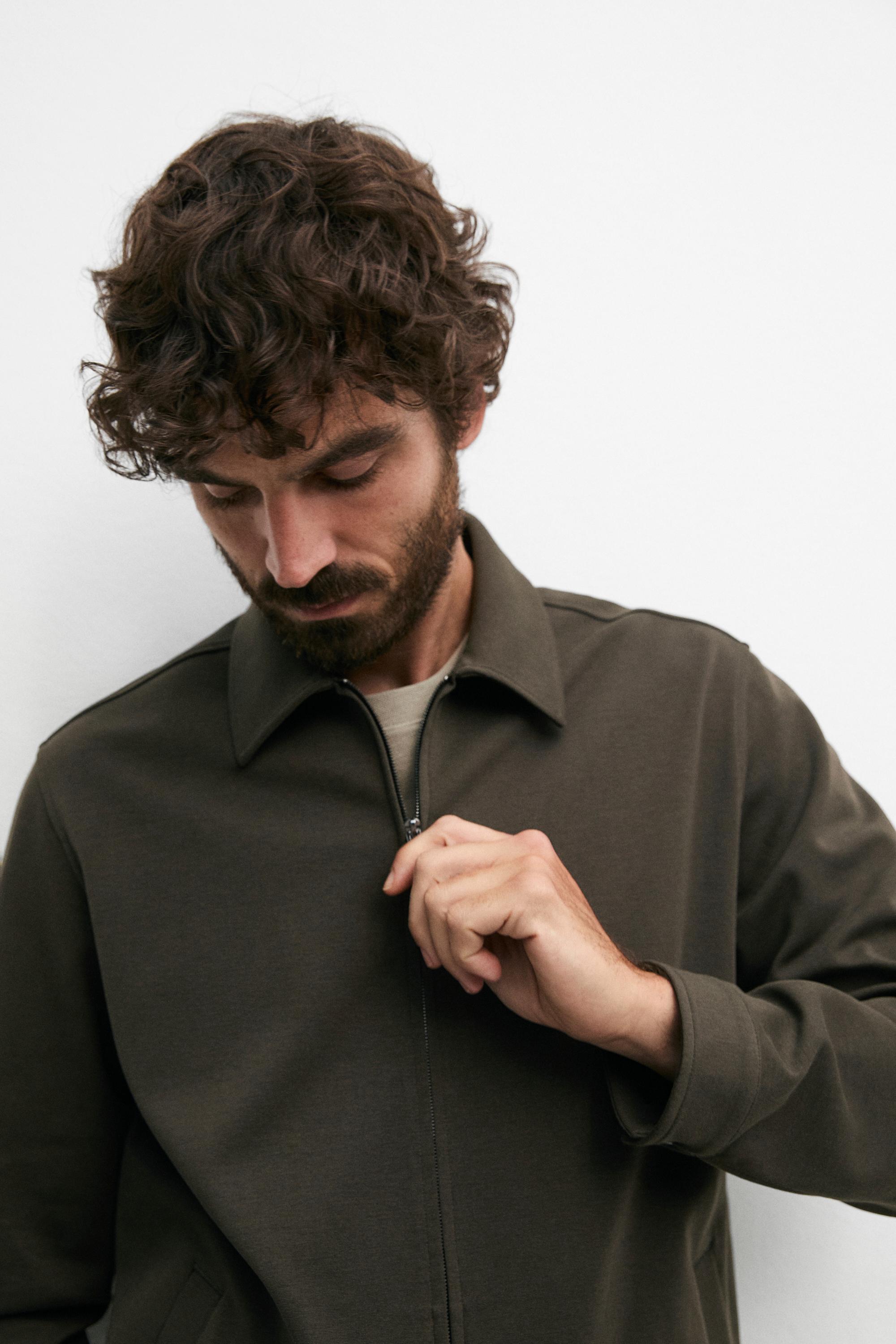 Cotton blend short jacket — DARK KHAKI