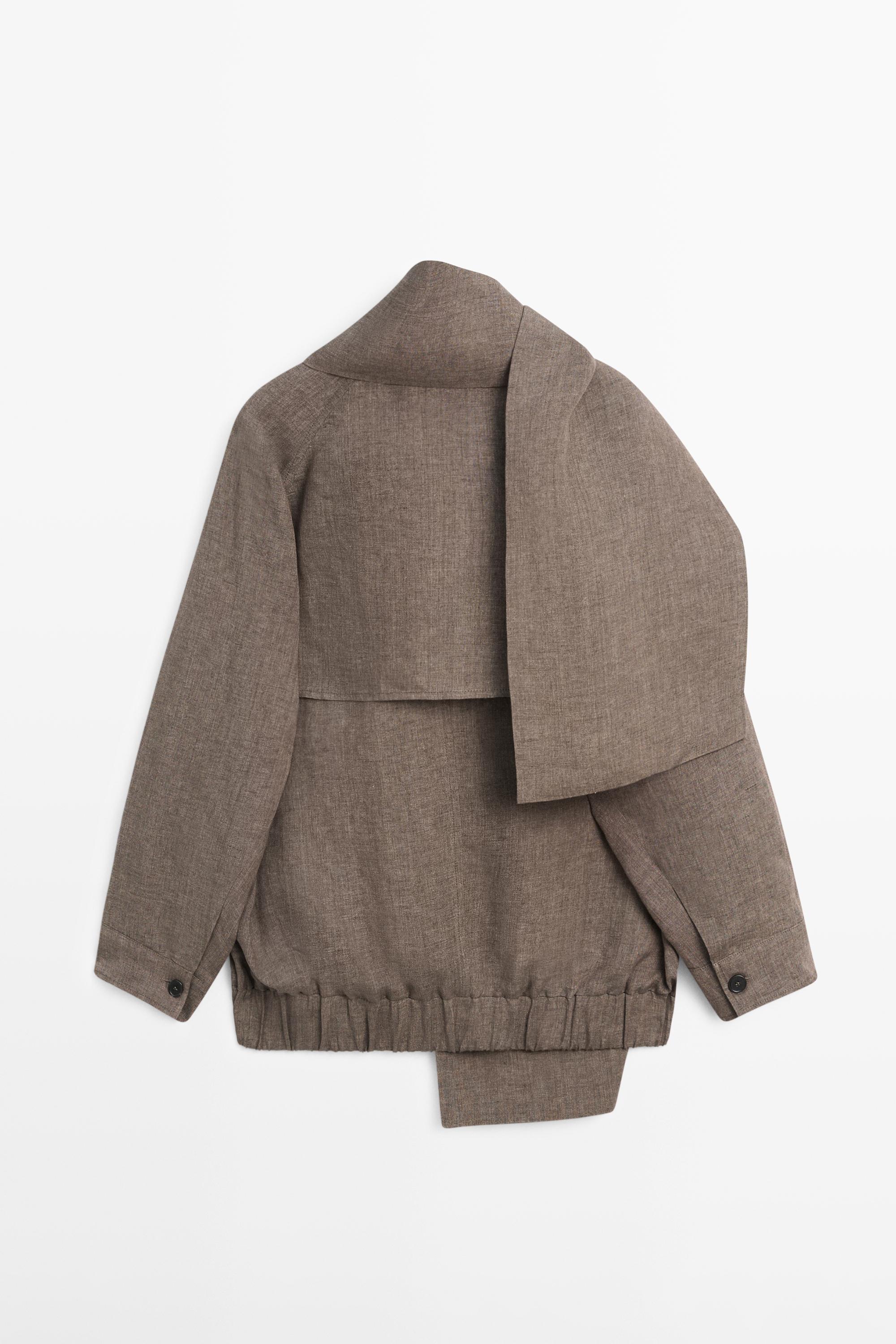 Linen melange bomber jacket with scarf — CAREY