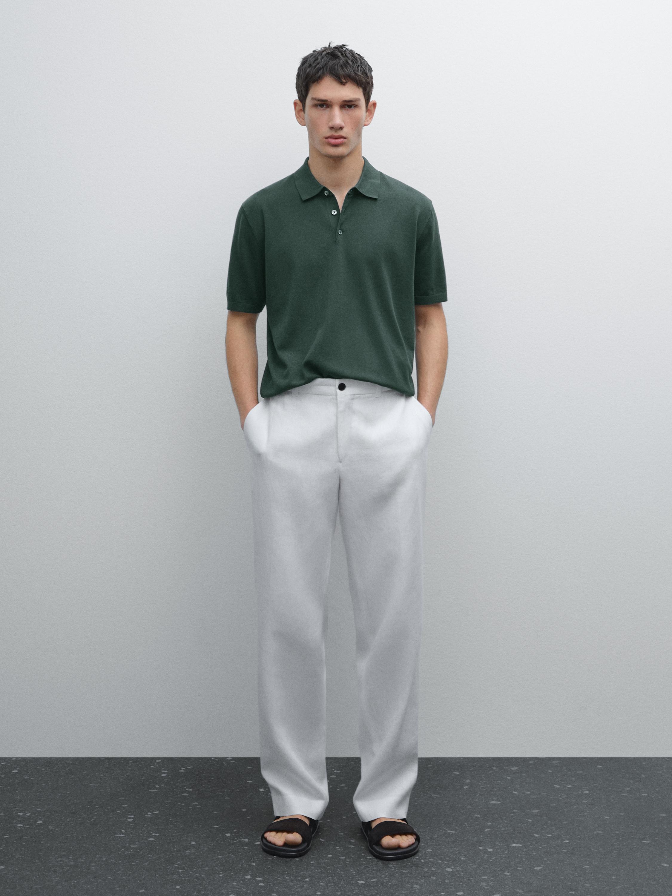 Short sleeve cotton polo sweater