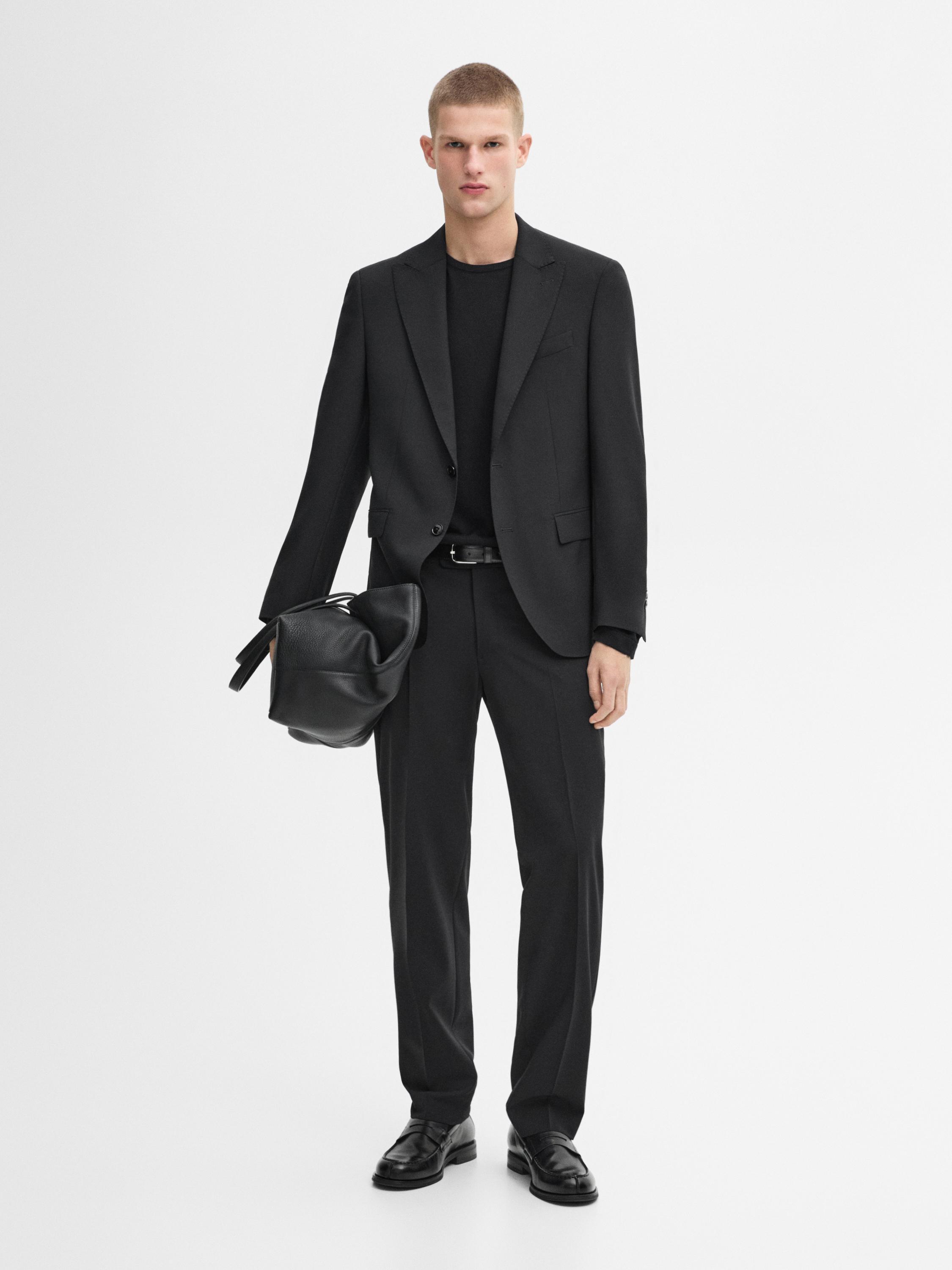 100% wool smart suit trousers BLACK