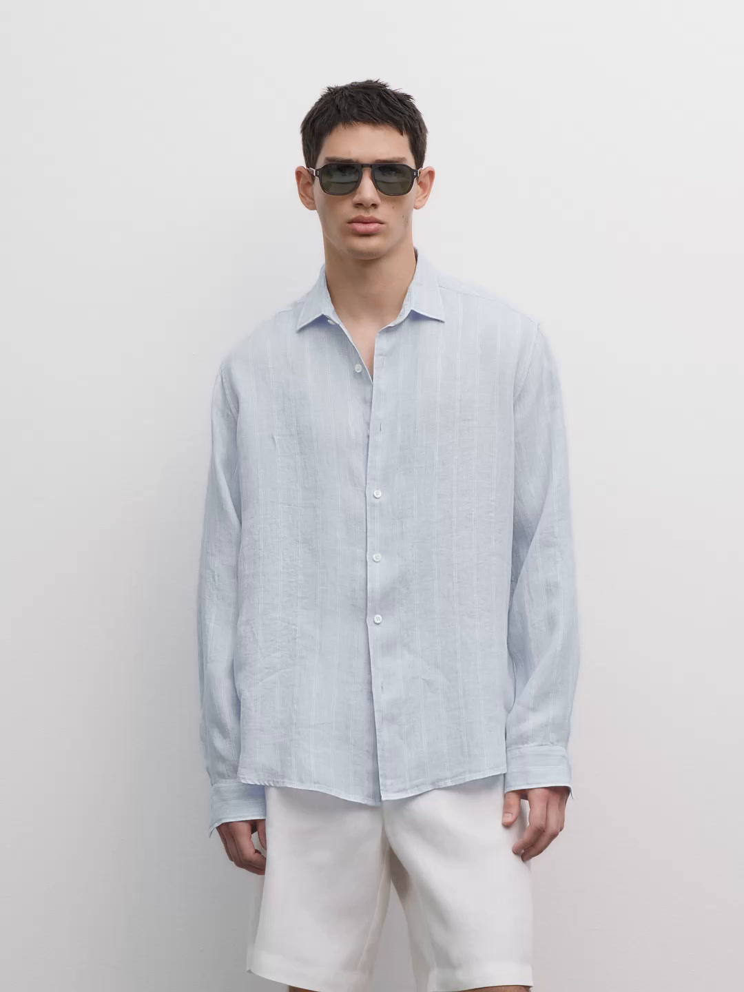 Regular fit кошула со двојни риги