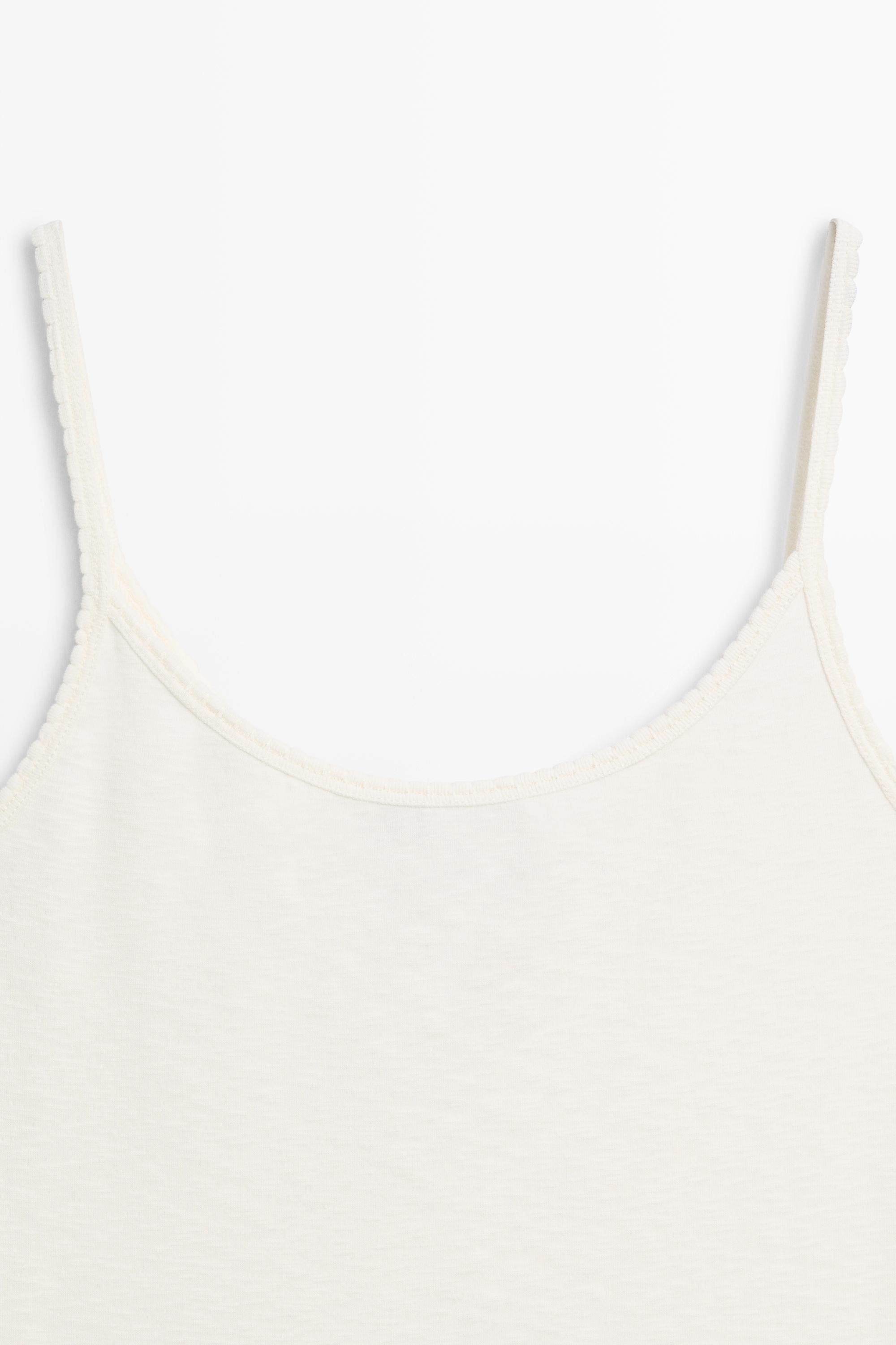 Cotton blend strappy top — Off white