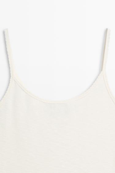 Cotton blend strappy top — Off white 4