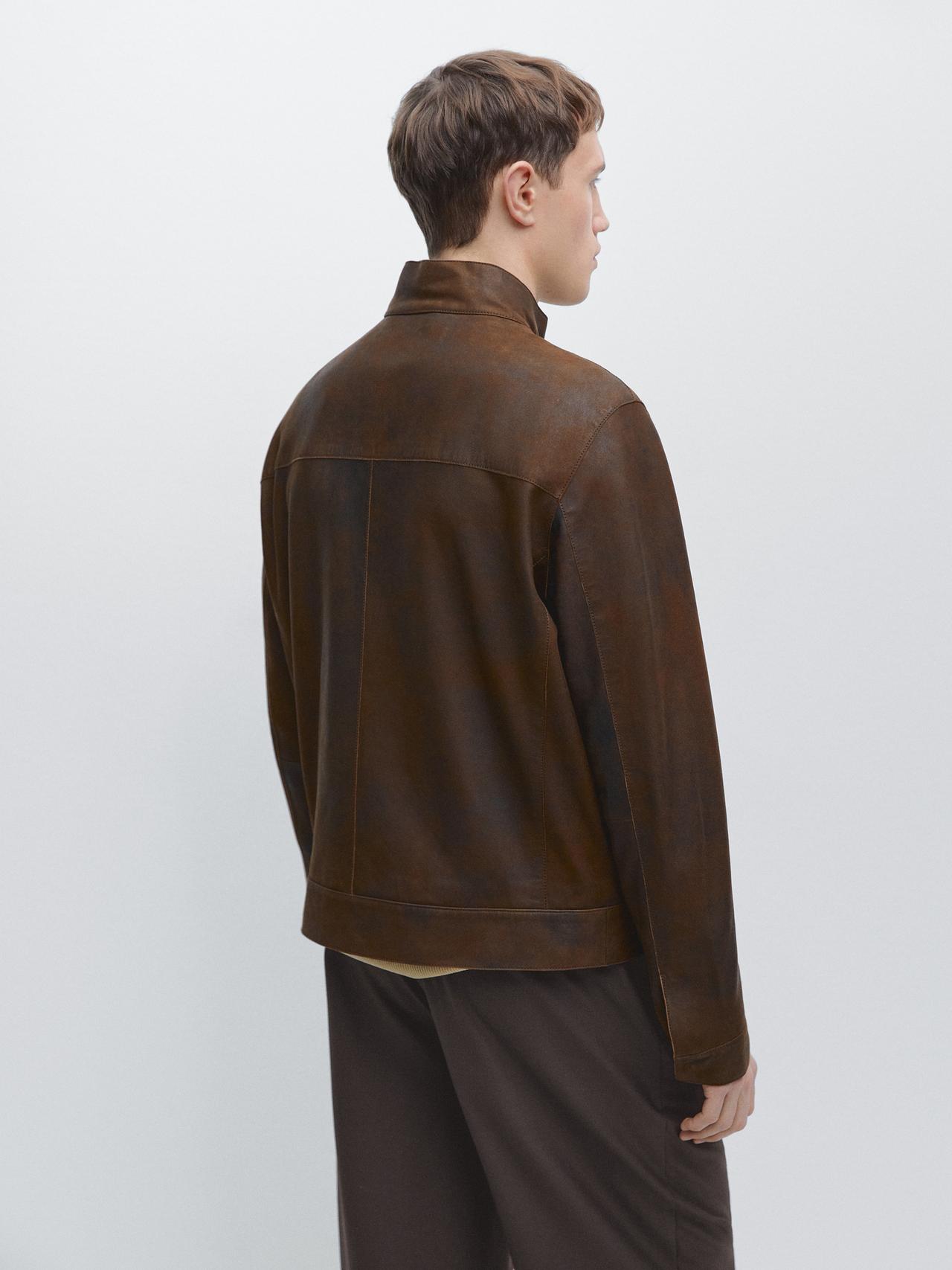 Napped suede leather jacket — BROWN