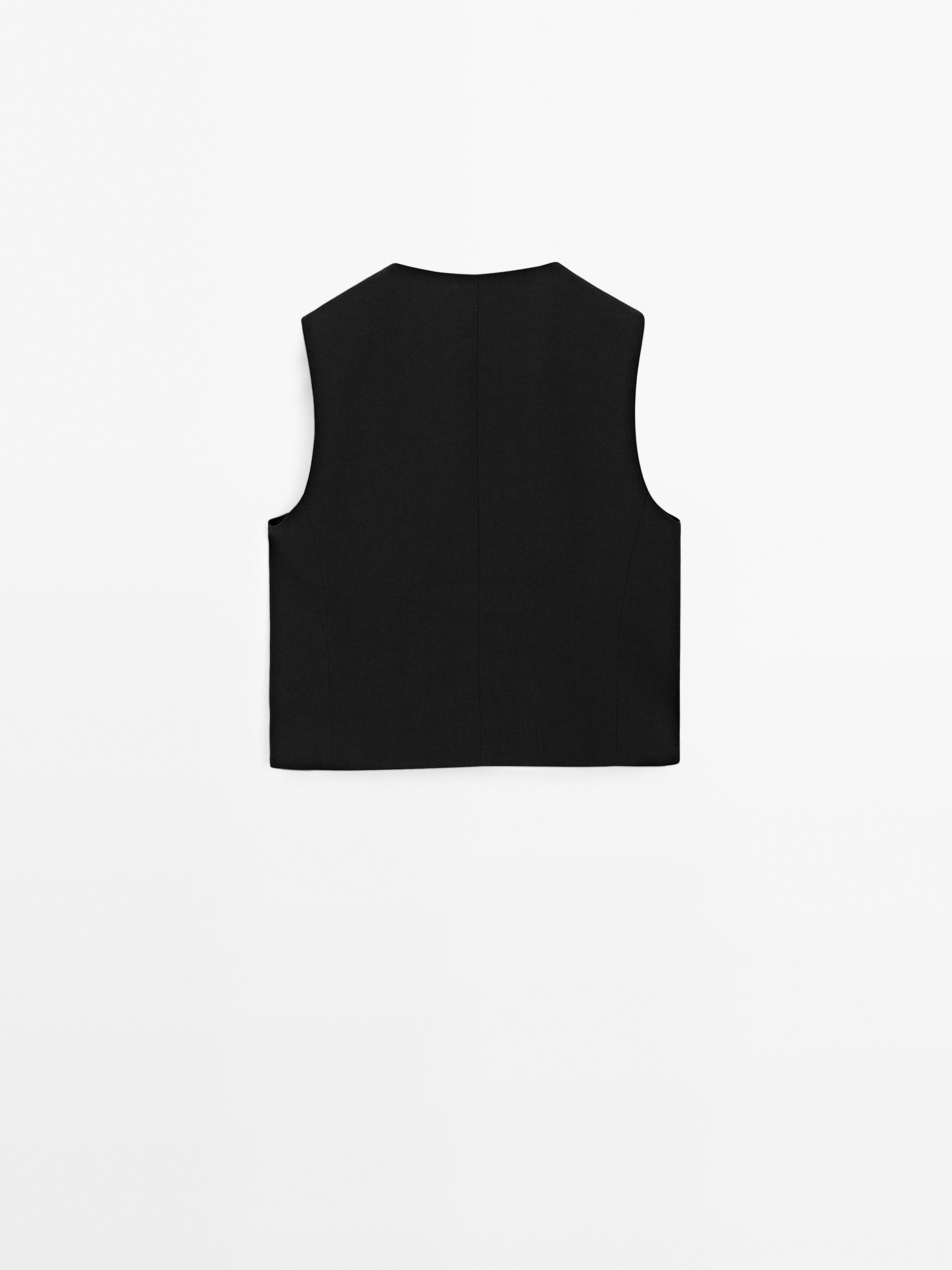 Linen blend beaded waistcoat