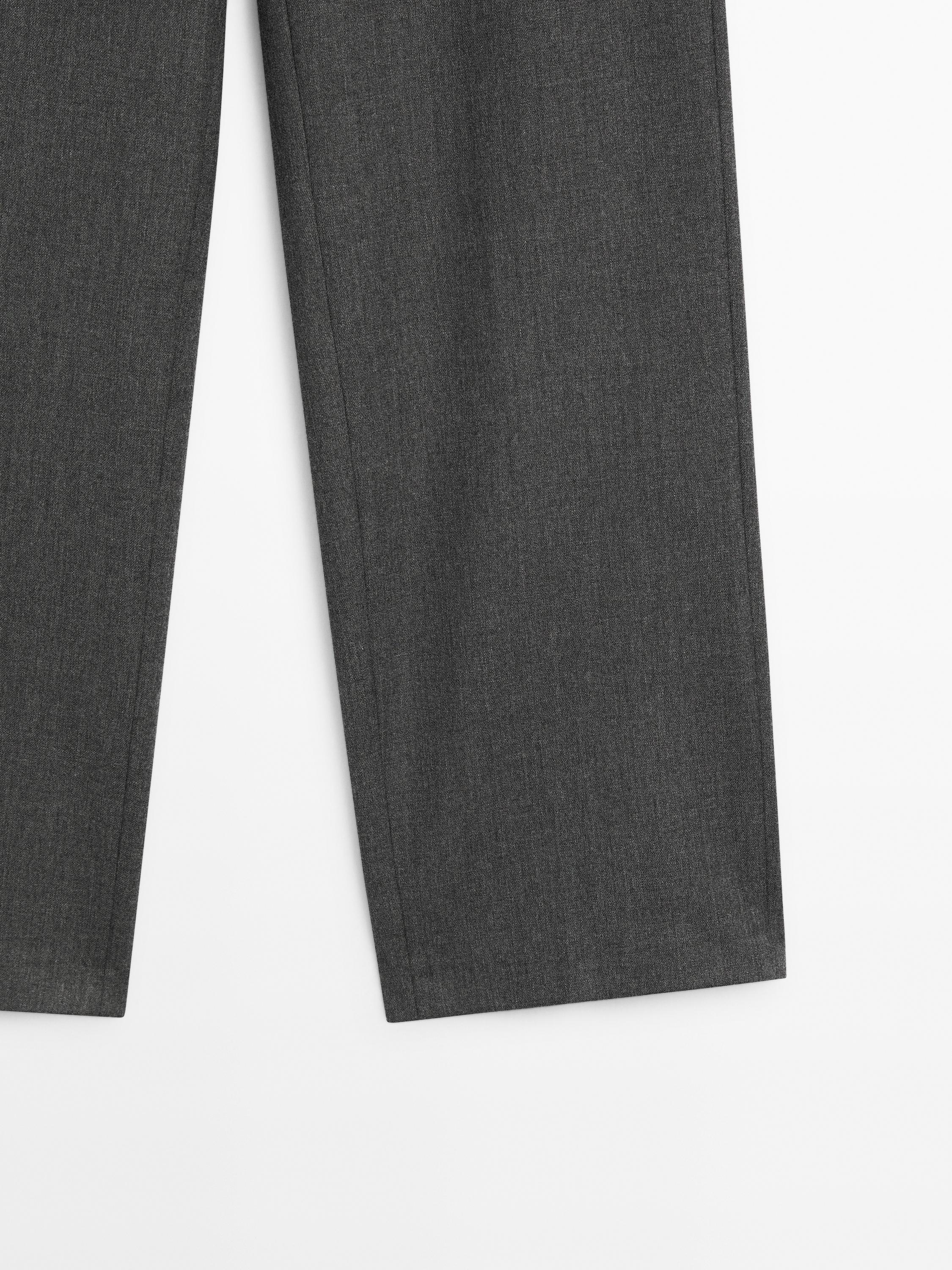 Straight flannel trousers with tie detail