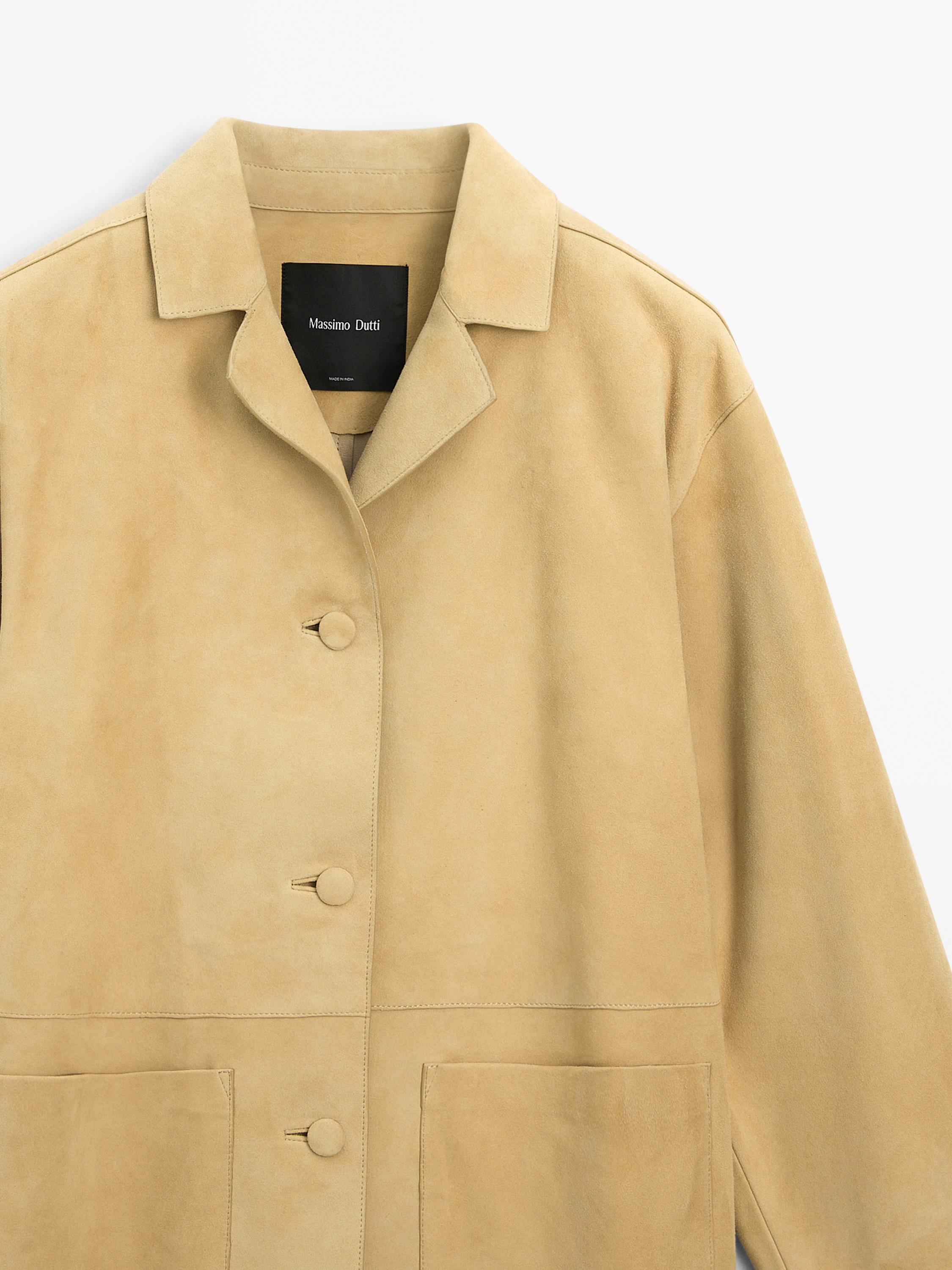 Long suede leather coat
