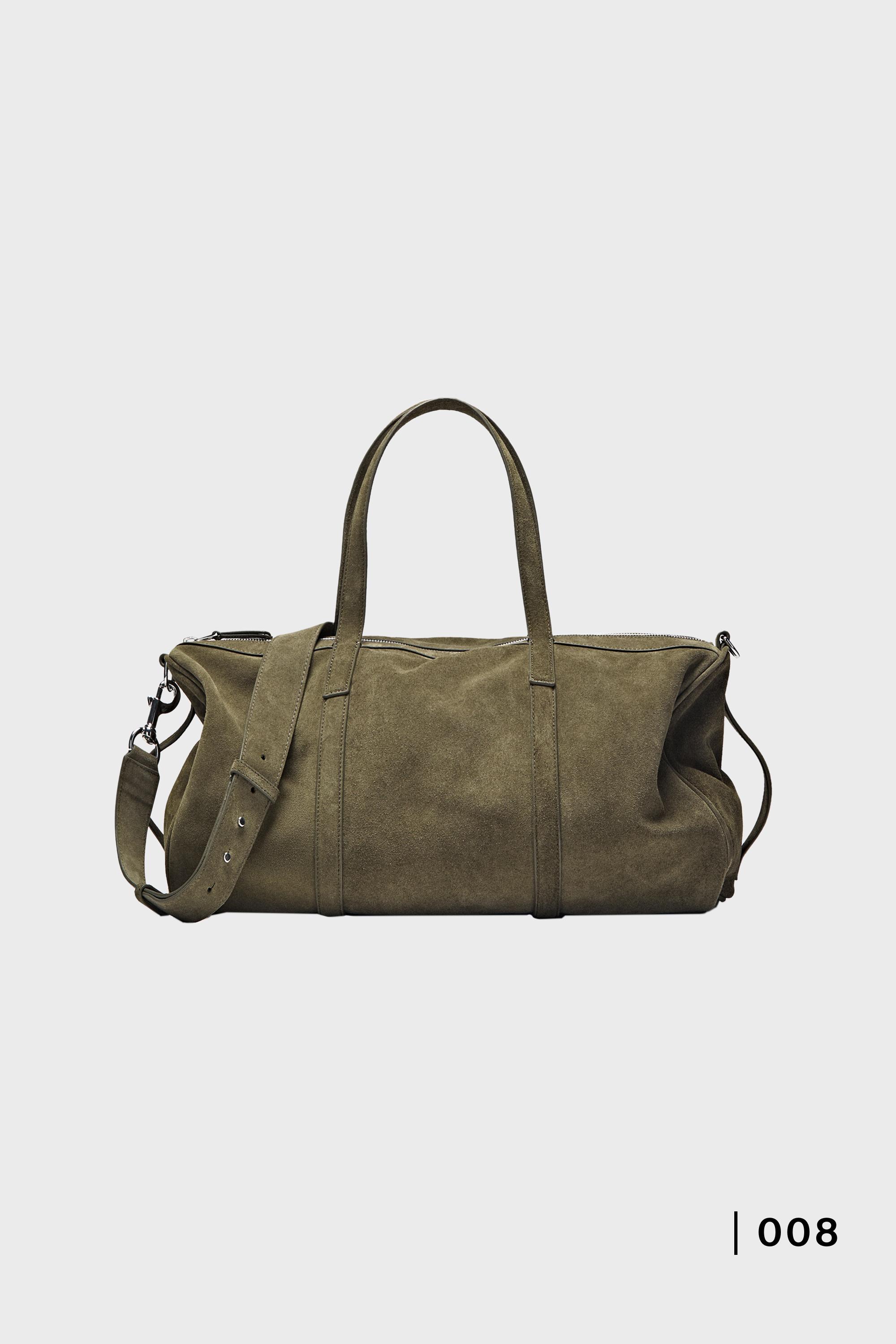 Suede leather travel bag — KHAKI