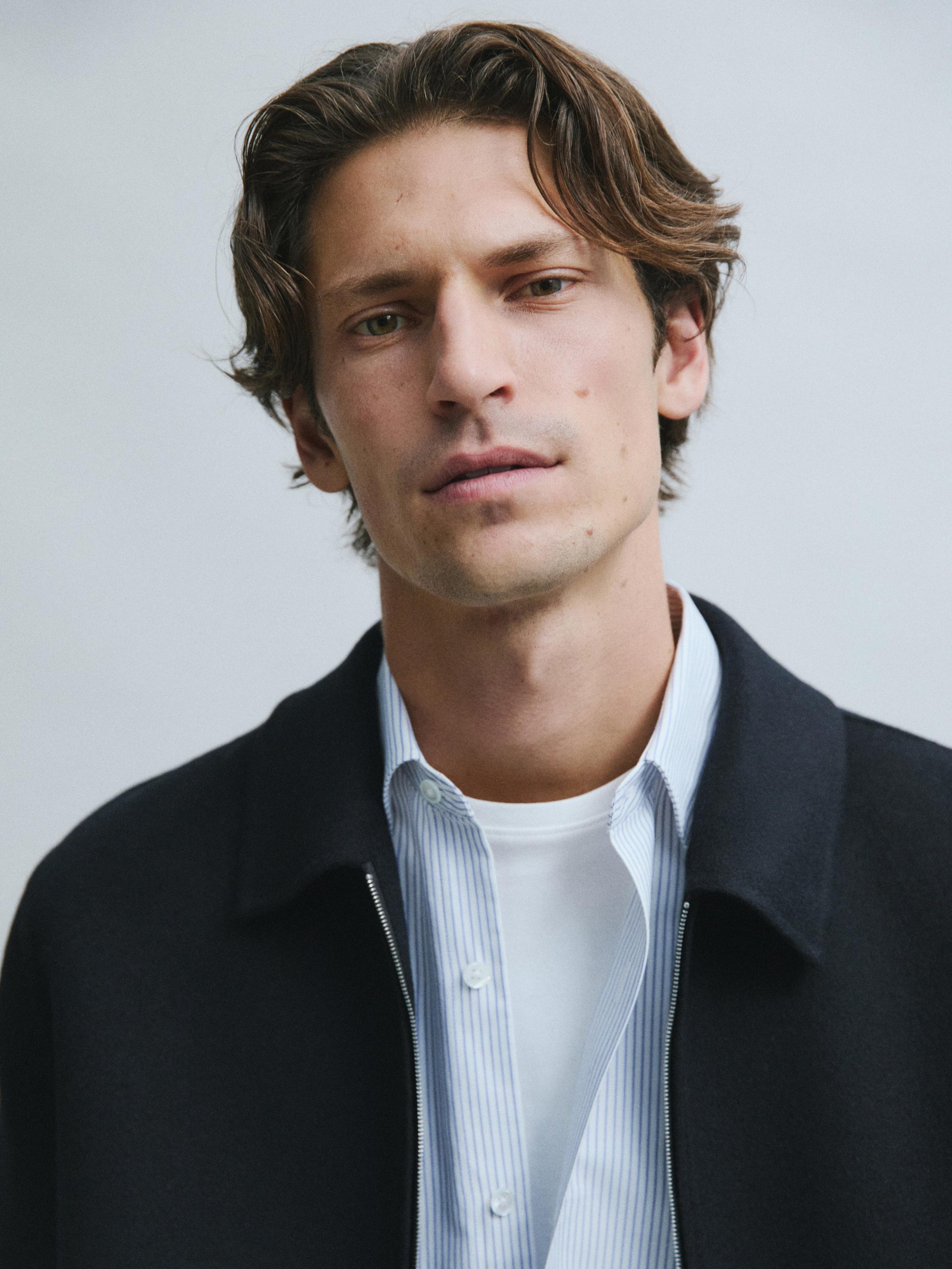 Wool blend double fabric jacket — DEEP BLUE