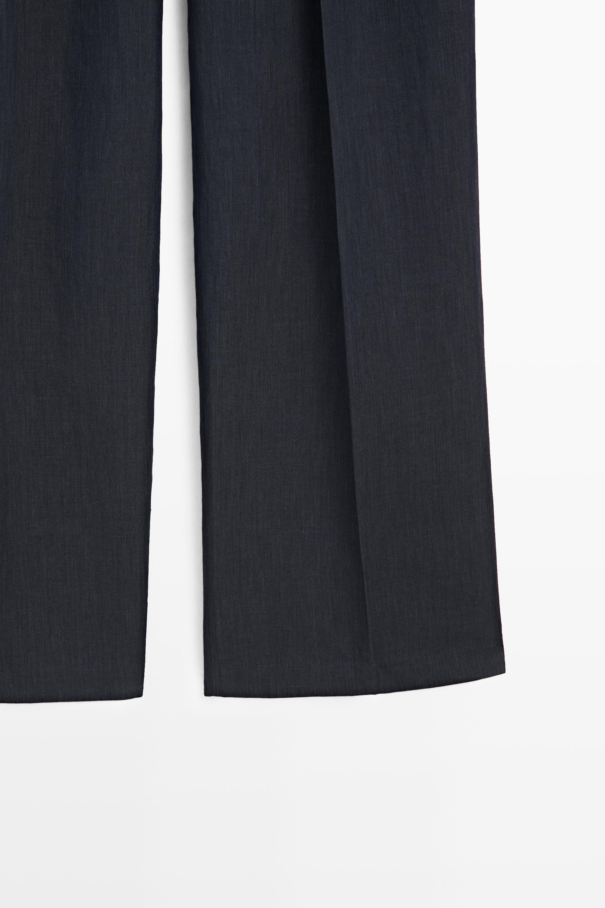 Melange linen suit pants — NAVY BLUE