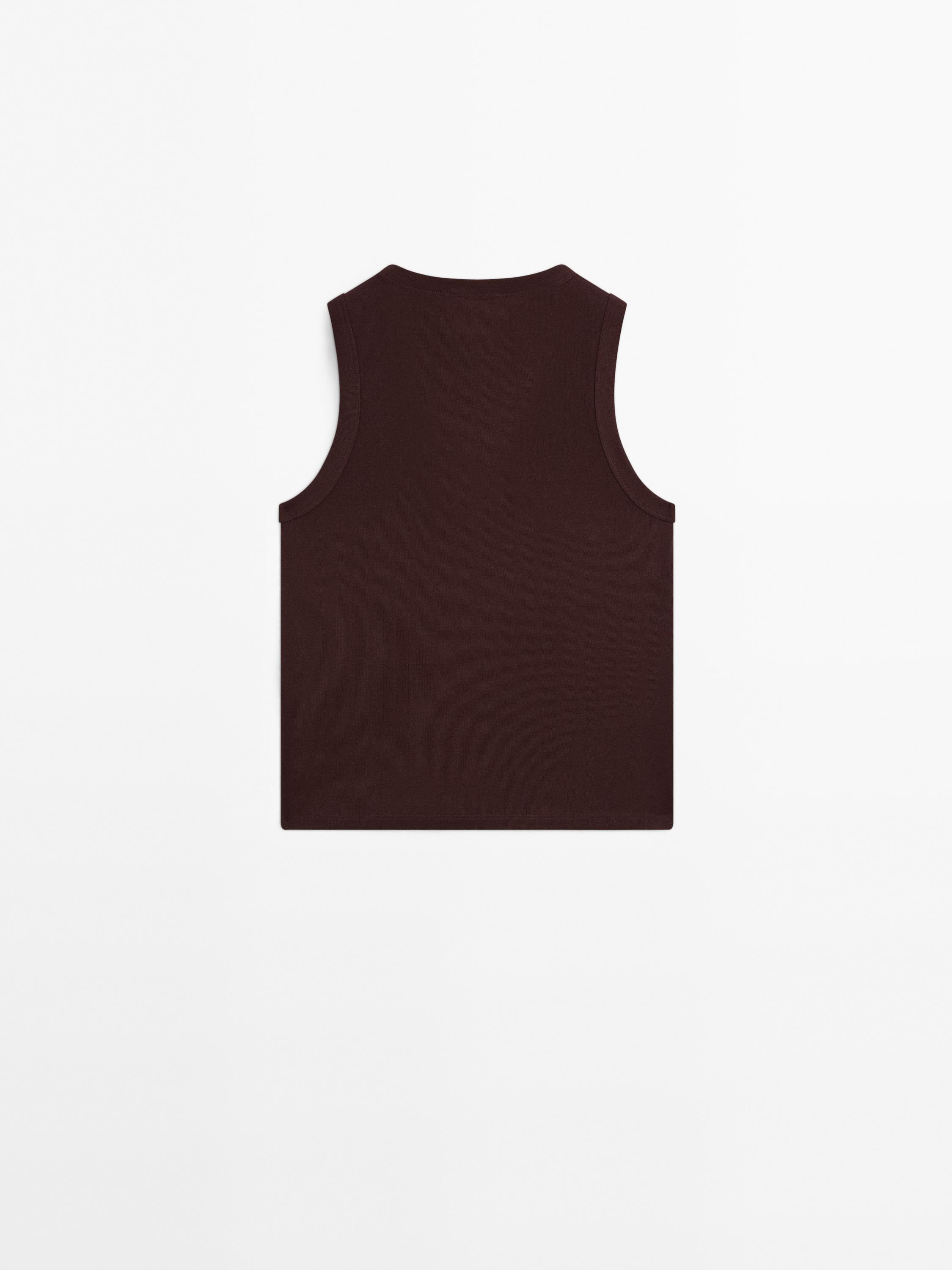 Mercerised cotton V-neck T-shirt