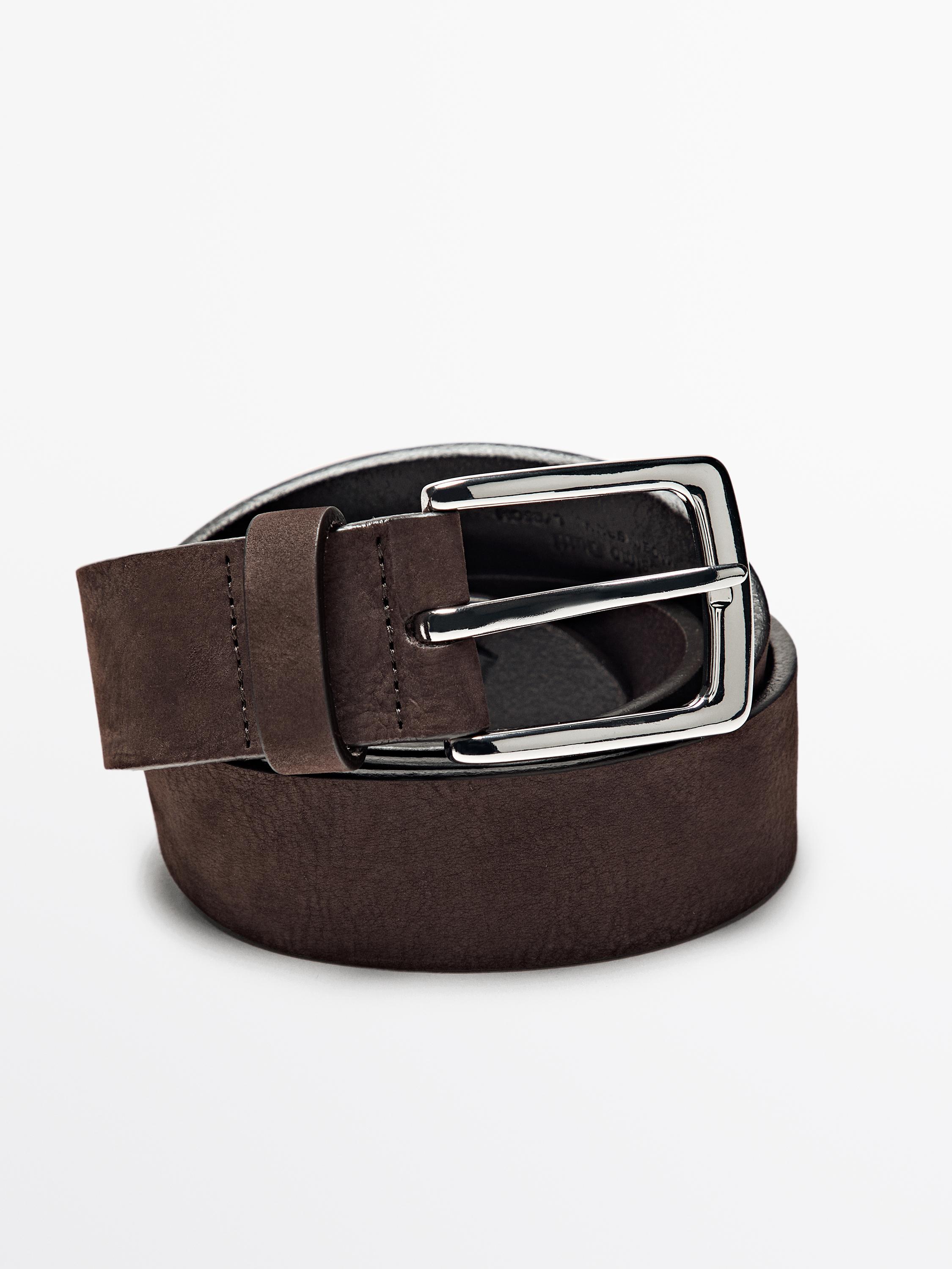 Cinturón nobuck hebilla rectangular