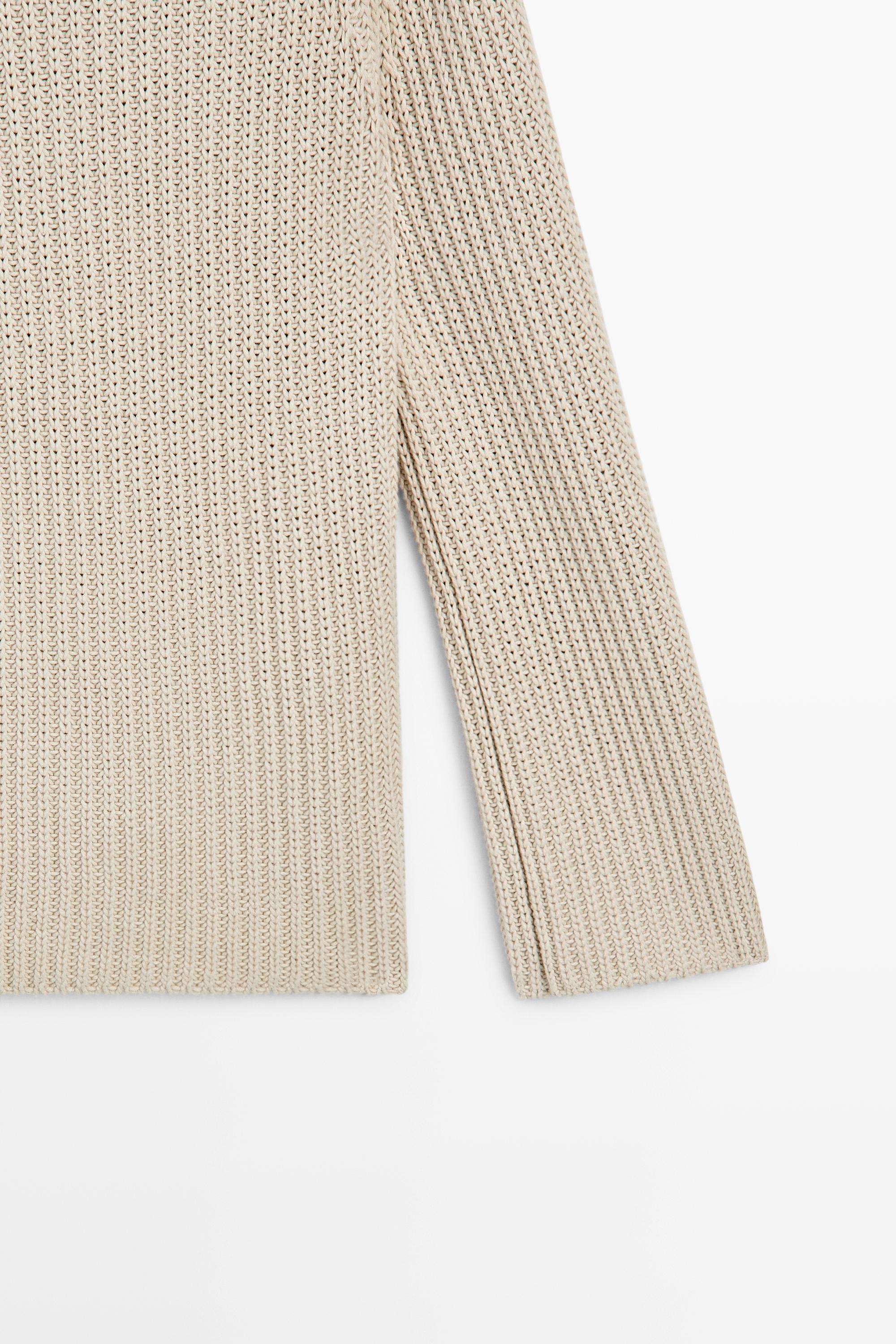 100% cotton purl knit sweater — STONE