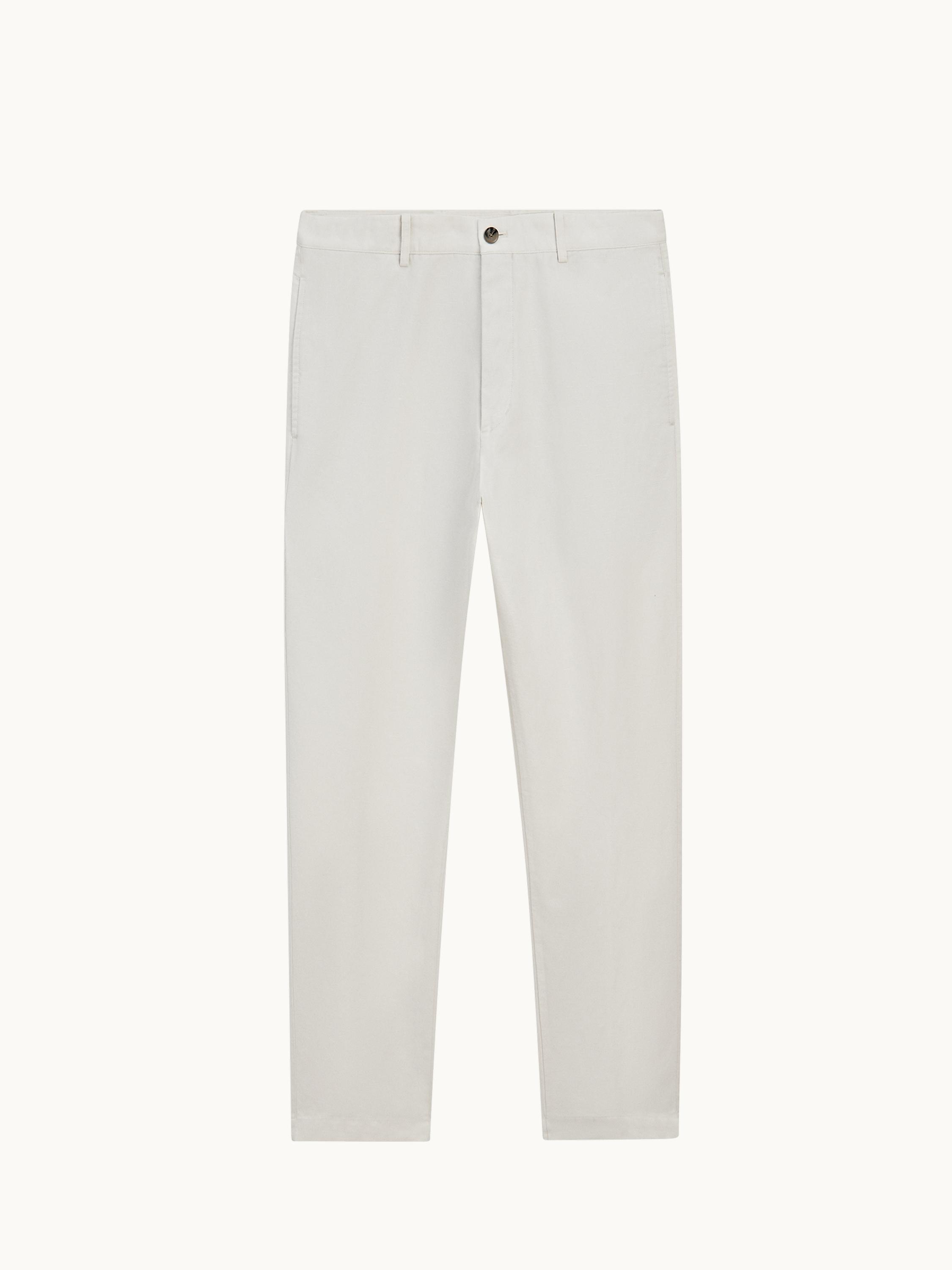 Cotton and linen tapered fit trousers — Off white