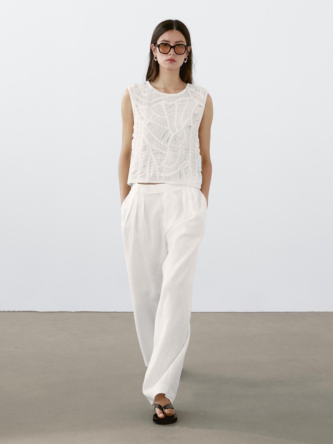 Pantalon triple pince lin