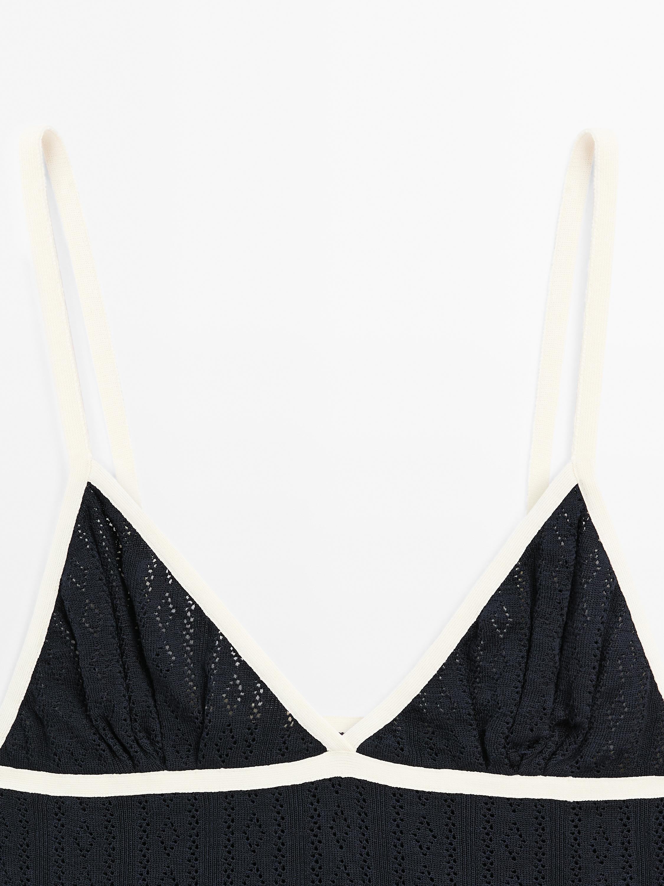 Pointelle knit triangle top