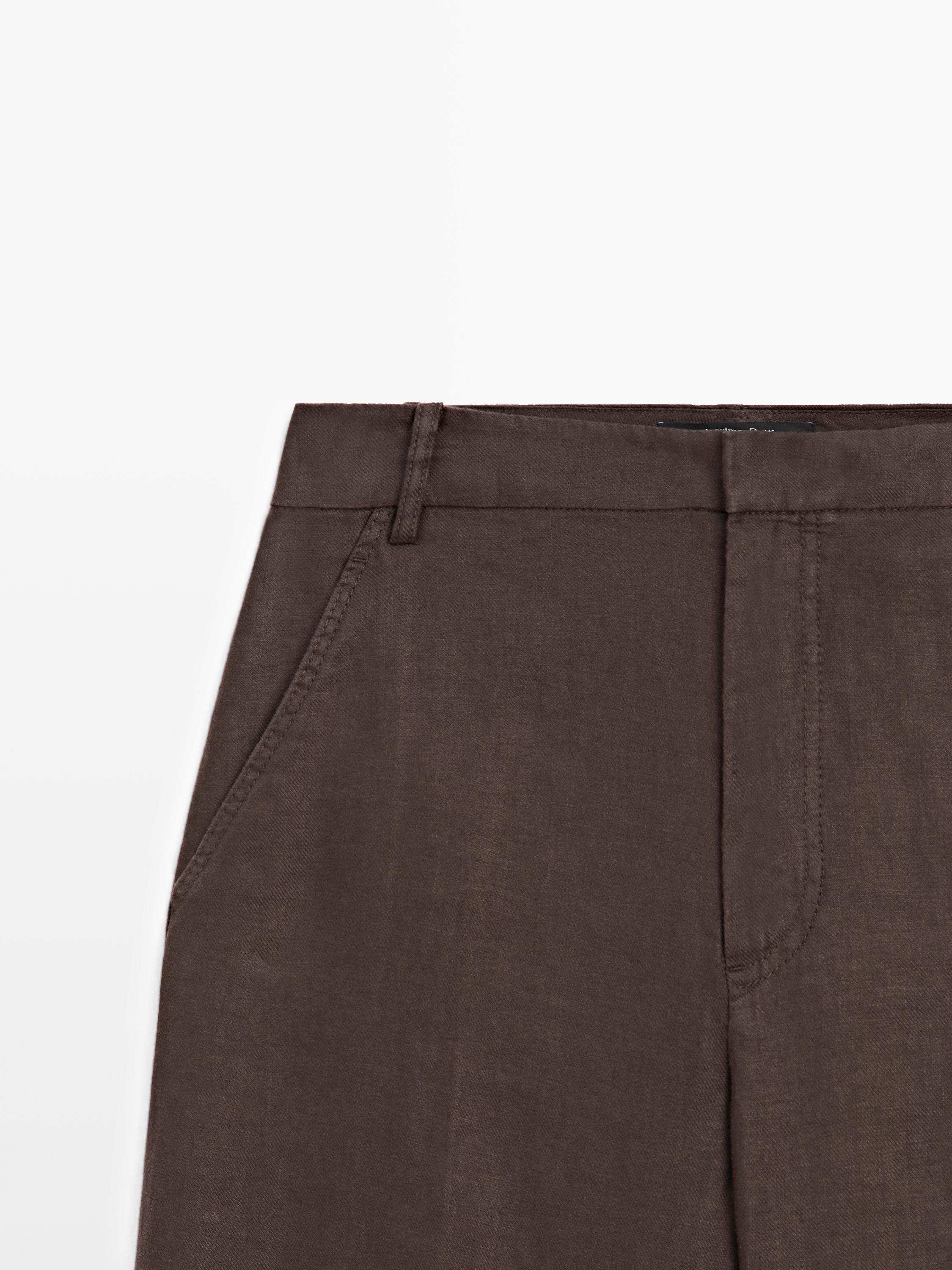 Flowing 100% linen trousers — BROWN