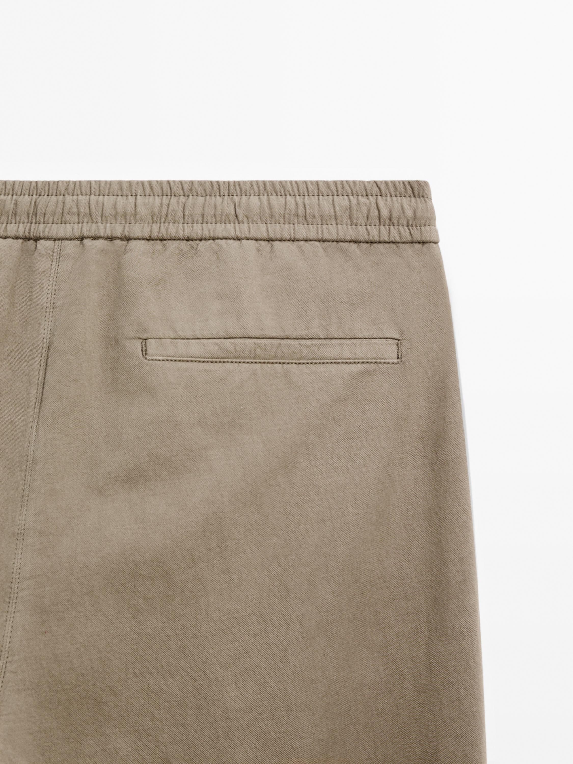 Cotton blend jogger fit trousers