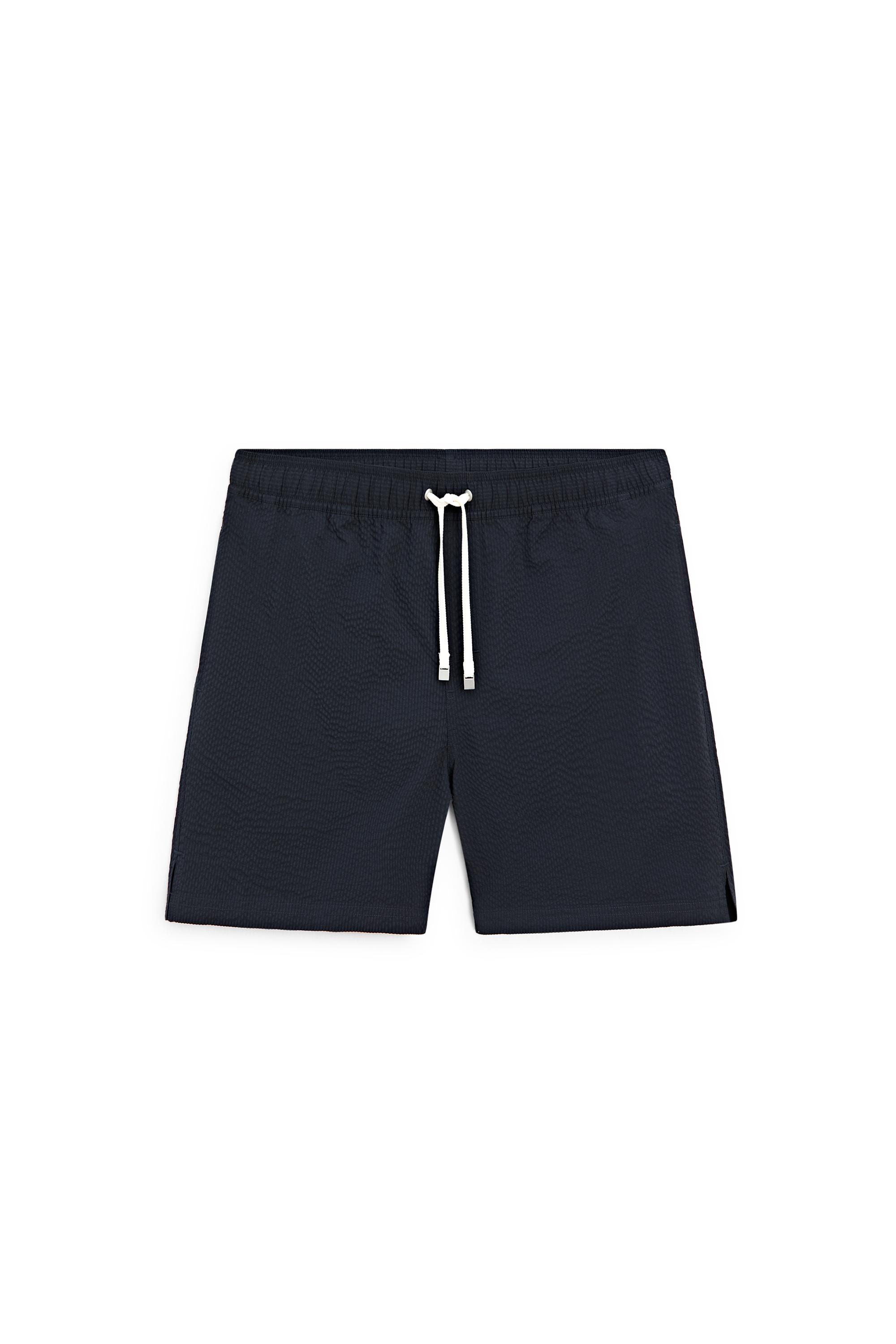 Plain textured swimsuit — NAVY BLUE