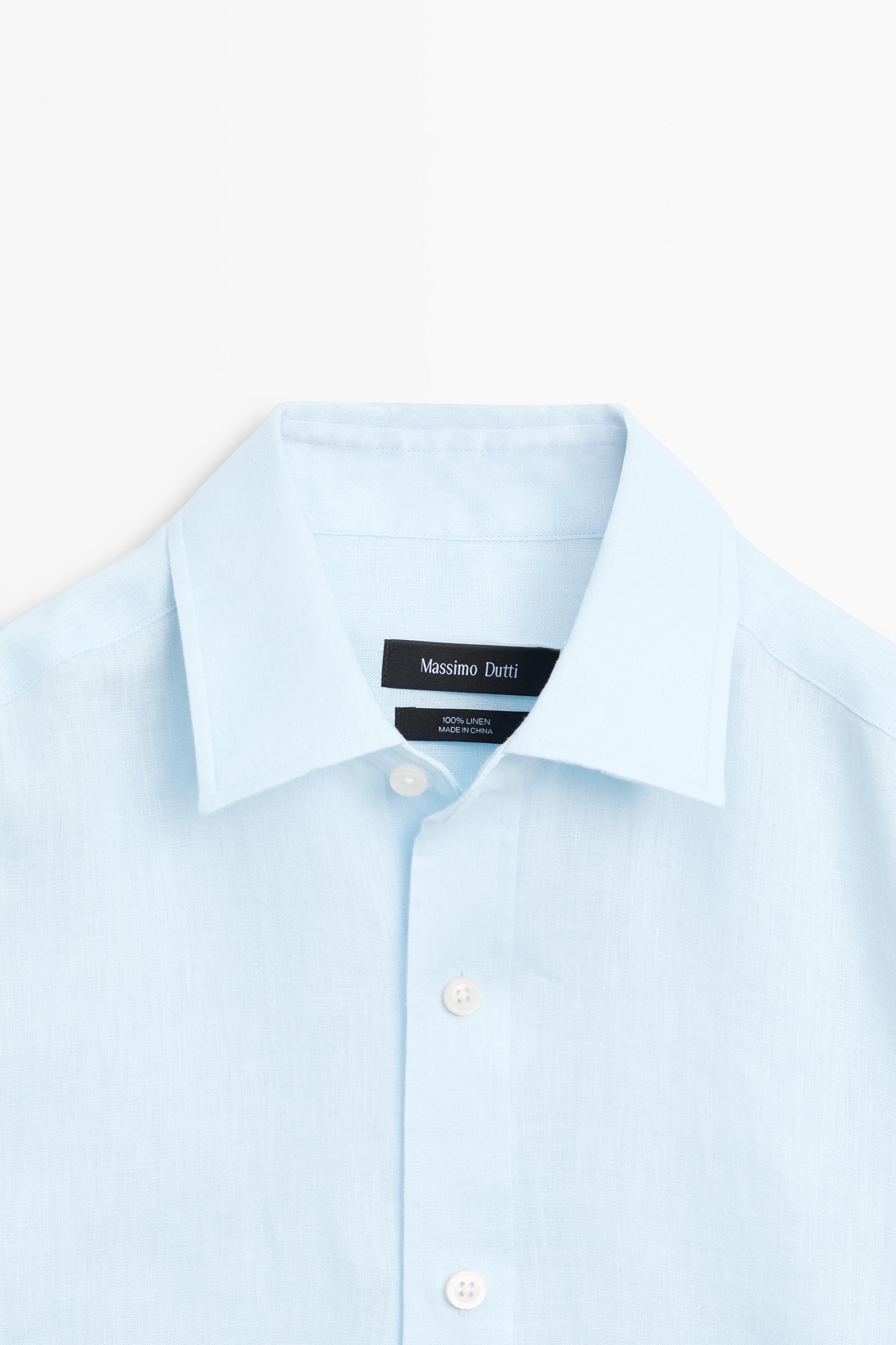 100% linen regular fit shirt — Sky blue