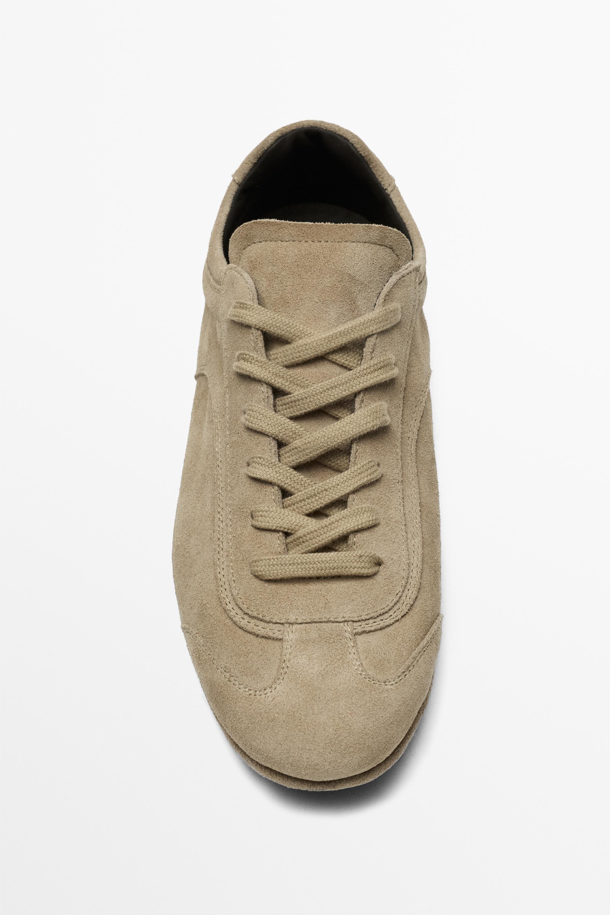 Split suede leather trainers — SAND