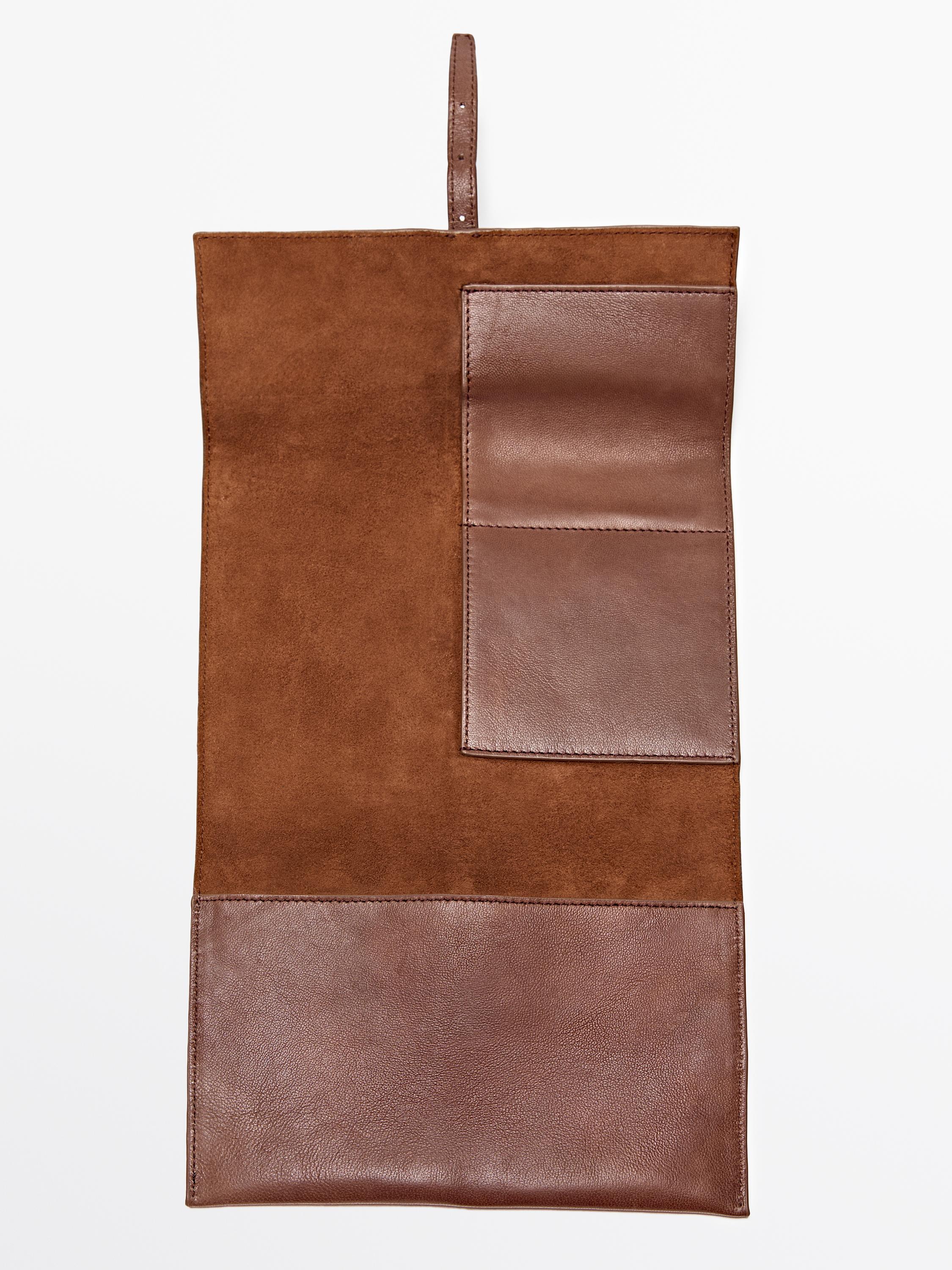 Nappa leather tech accessory case — BROWN